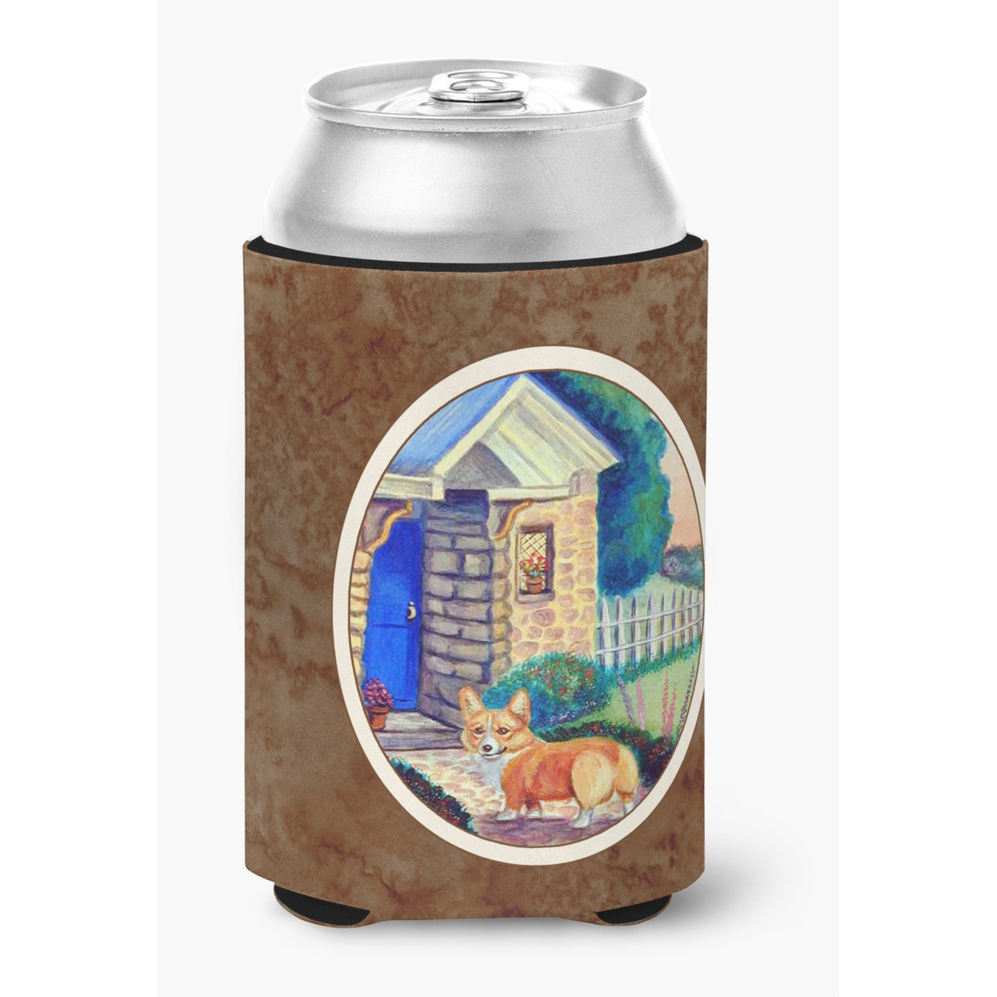 &quotCaroline's Treasures 7169CC Corgi At The Cottage Can Or Bottle Hugger, Multicolor"