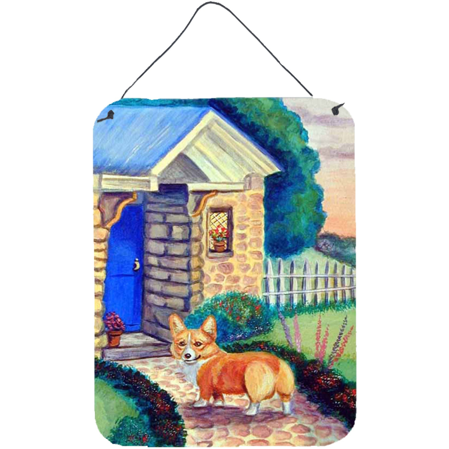 &quotCaroline's Treasures Pembroke Corgi at the Cottage Aluminium Metal Wall or Door Hanging Prints, 16"" x 12"", Multicolor"
