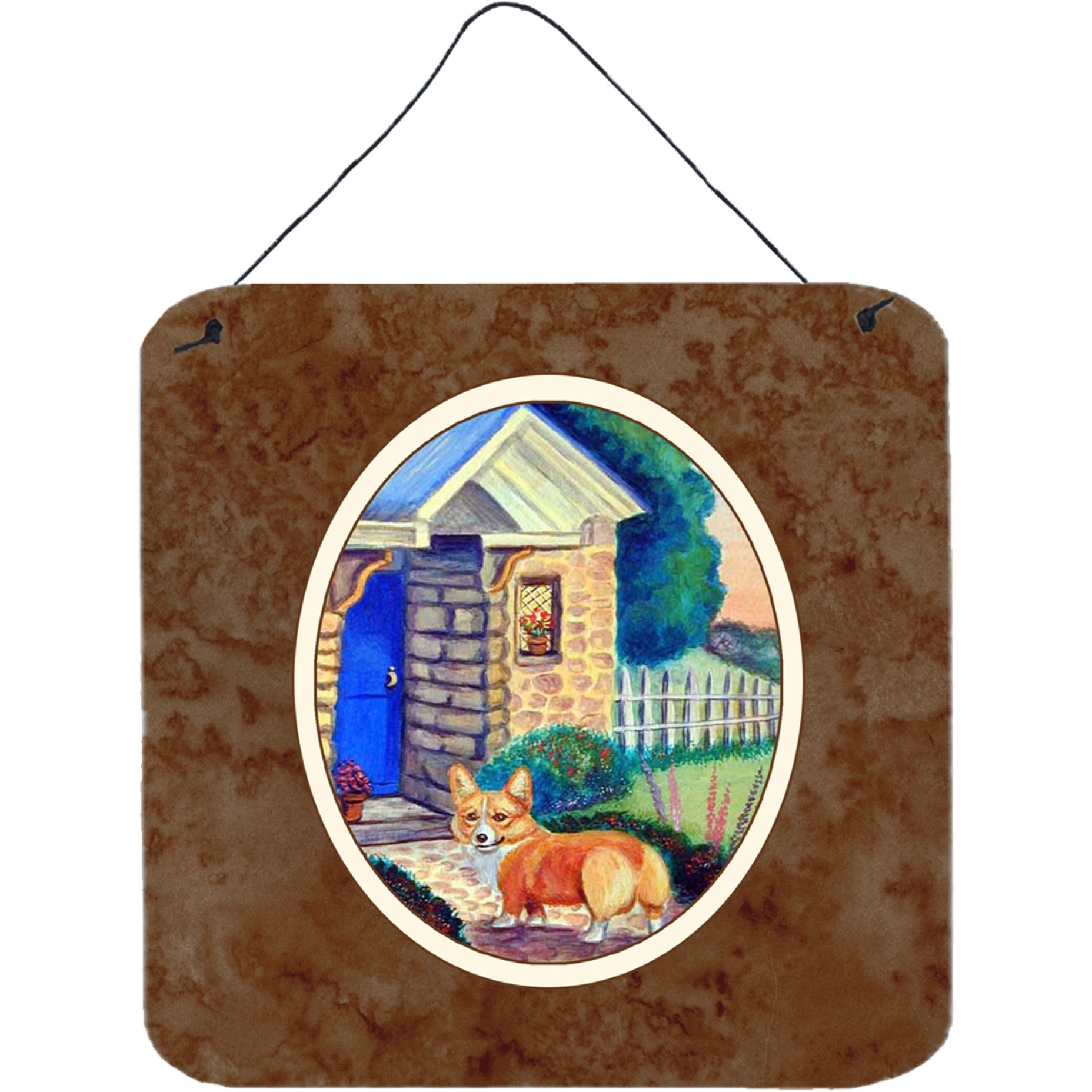 &quotCaroline's Treasures Corgi at the Cottage Wall or Door Hanging Prints 7169DS66, 6HX6W, Multicolor"