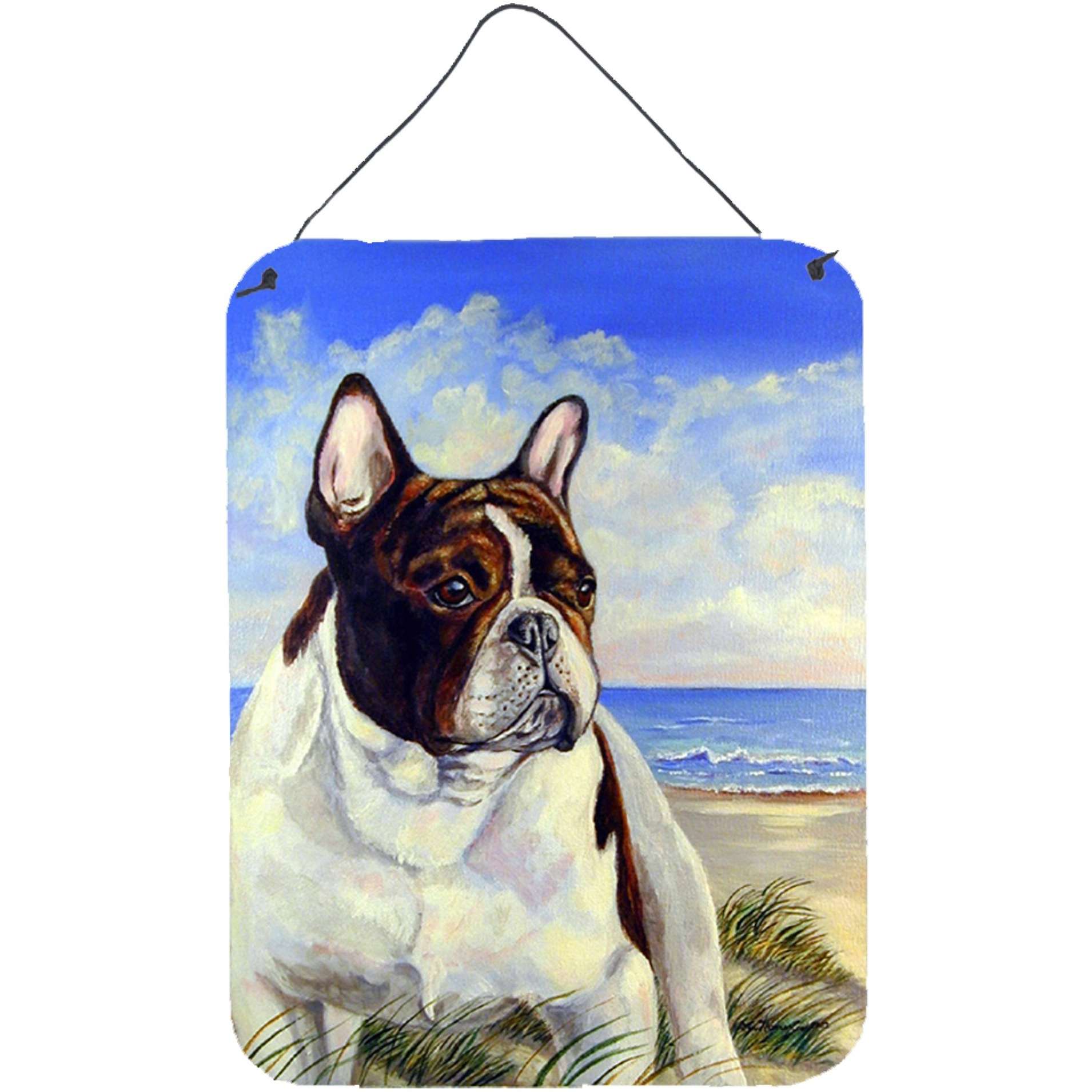 &quotCaroline's Treasures French Bulldog at the Beach Aluminium Metal Wall or Door Hanging Prints, 16"" x 12"", Multicolor"