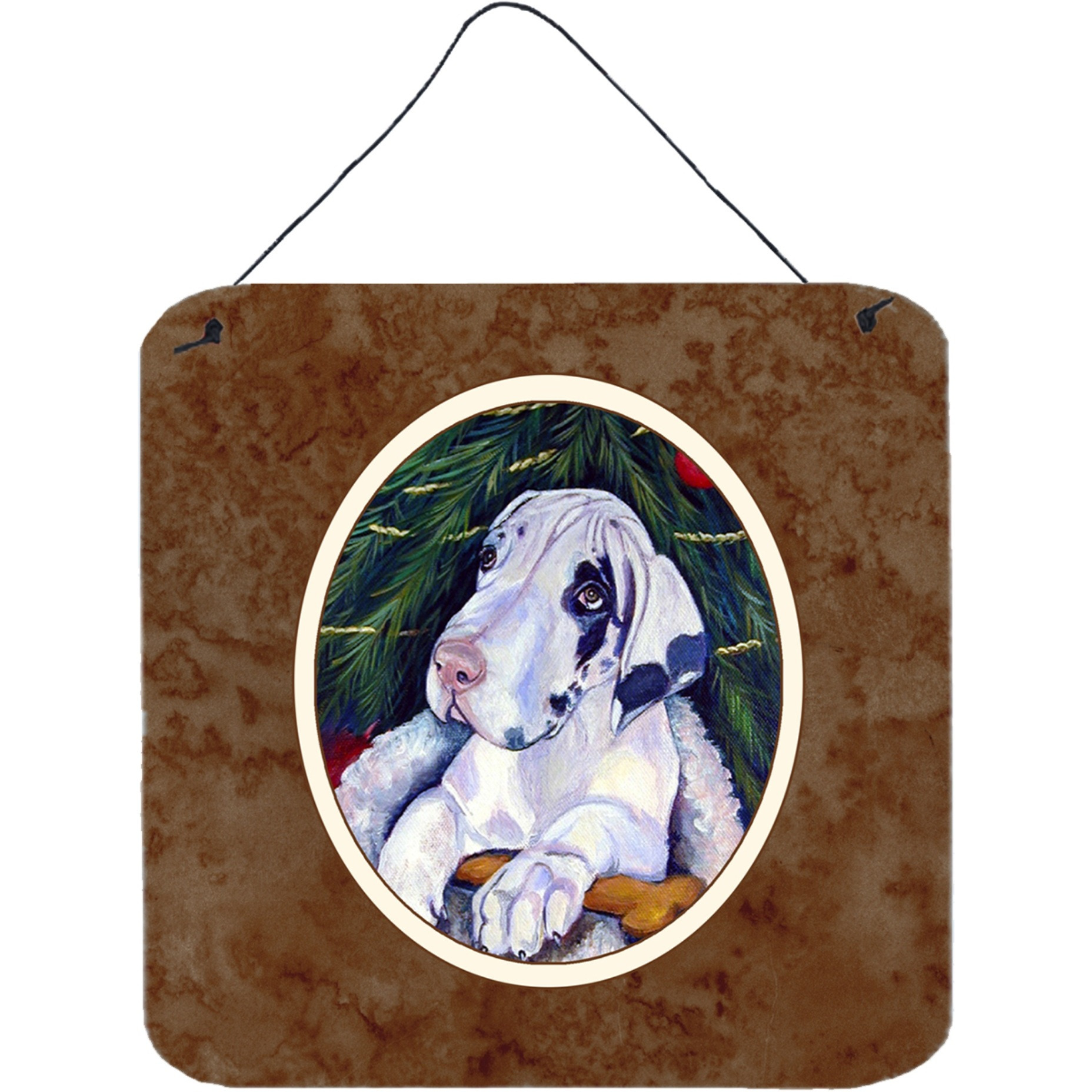 &quotCaroline's Treasures Christmas Tree with Harlequin Dane Wall or Door Hanging Prints 7172DS66, 6HX6W, Multicolor"