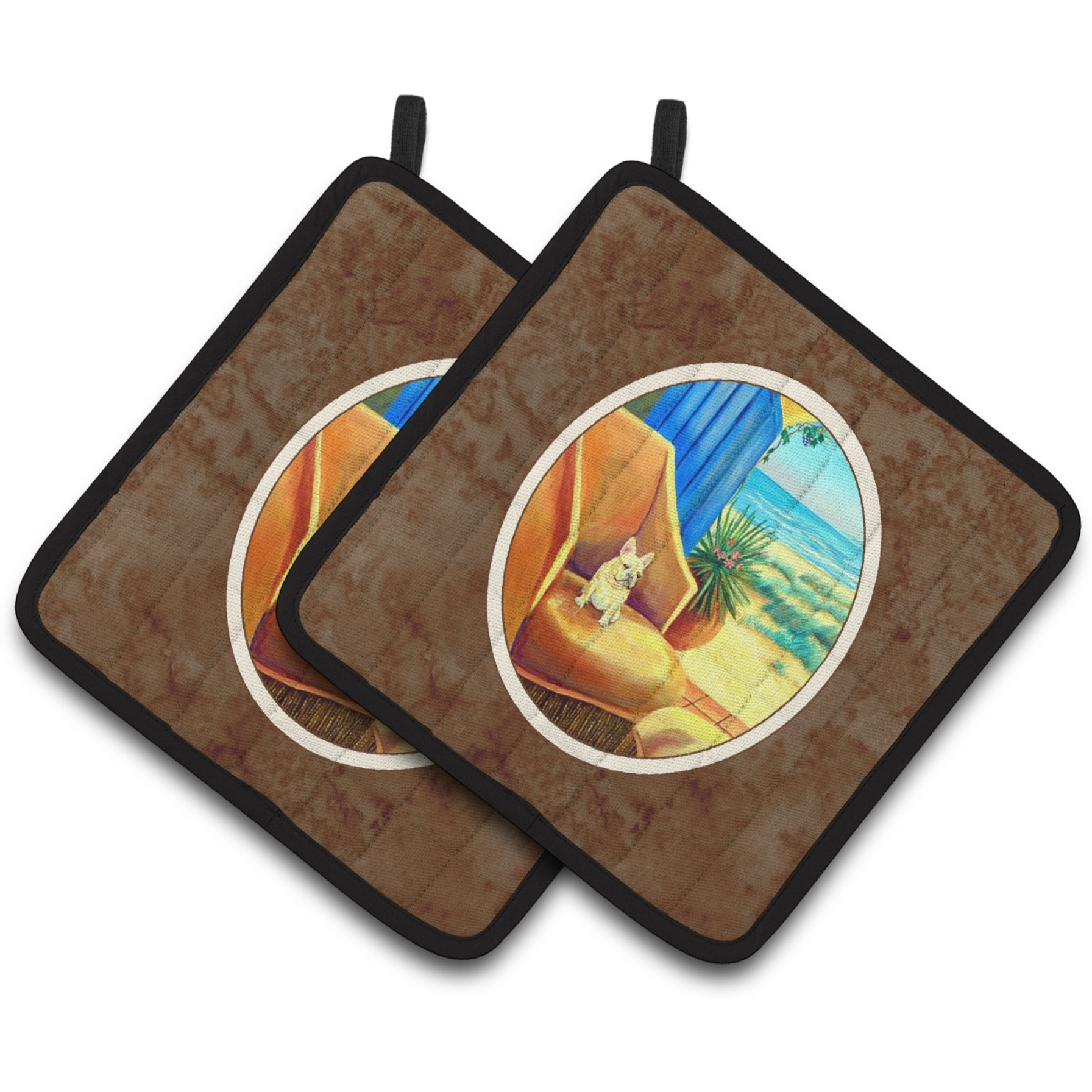 &quotCaroline's Treasures French Bulldog My Chair Pair of Pot Holders 7175PTHD, 7.5HX7.5W, Multicolor"