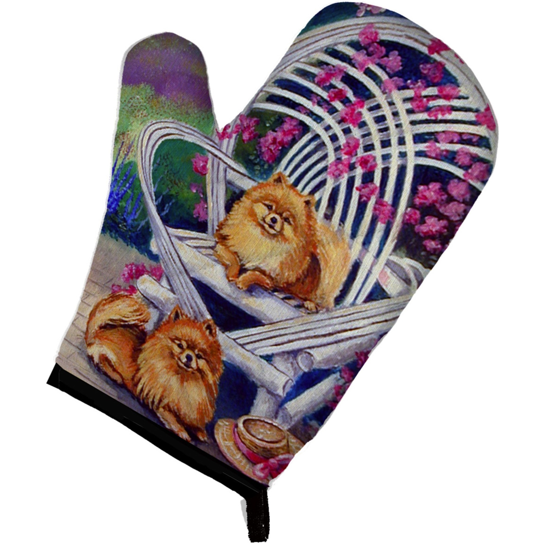 &quotCaroline's Treasures 7176OVMT Red Pomeranians Oven Mitt, 12"" by 8.5"", Multicolor"