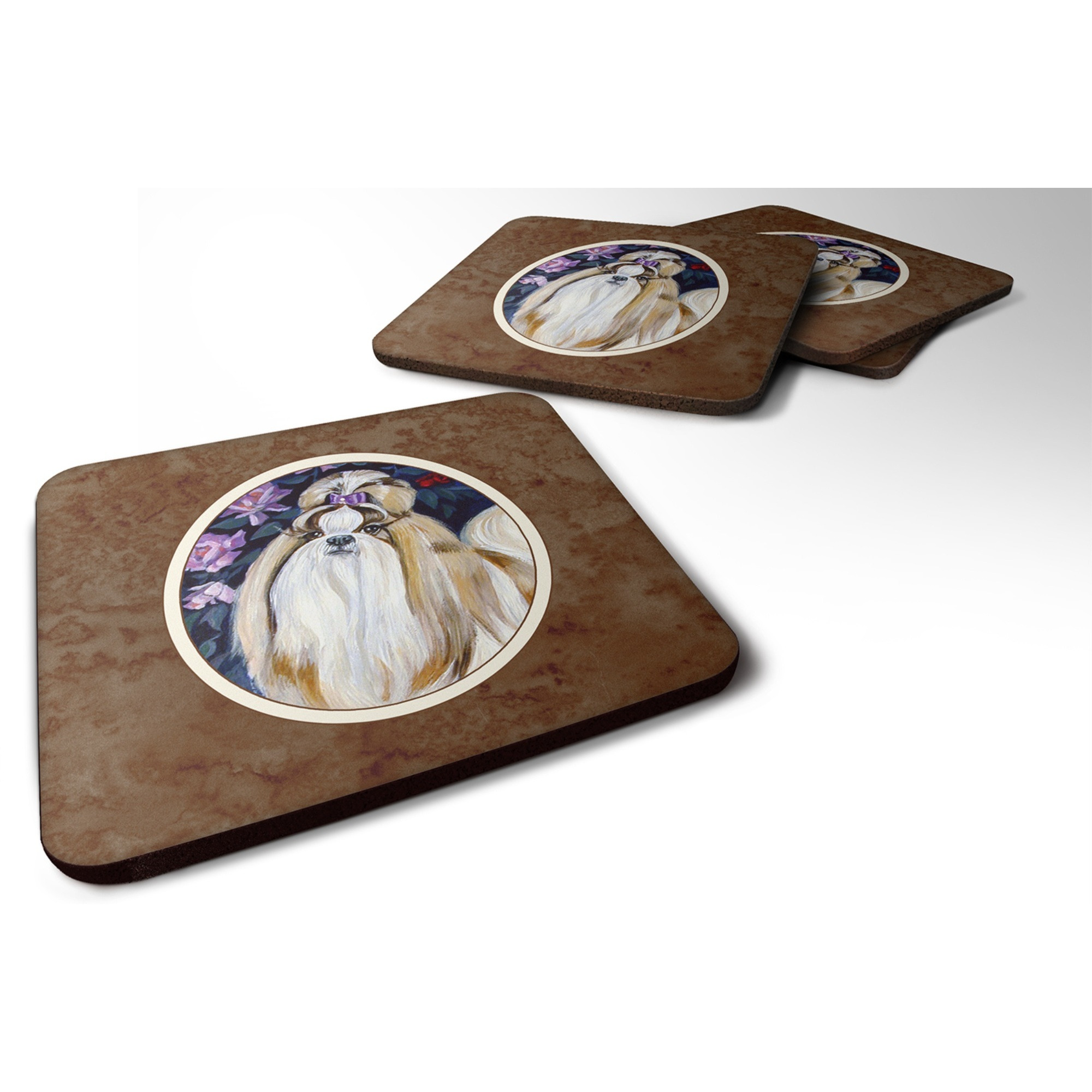 &quotCaroline's Treasures 7180FC Shih Tzu Foam Coasters (Set of 4), 3.5"", Multicolor"