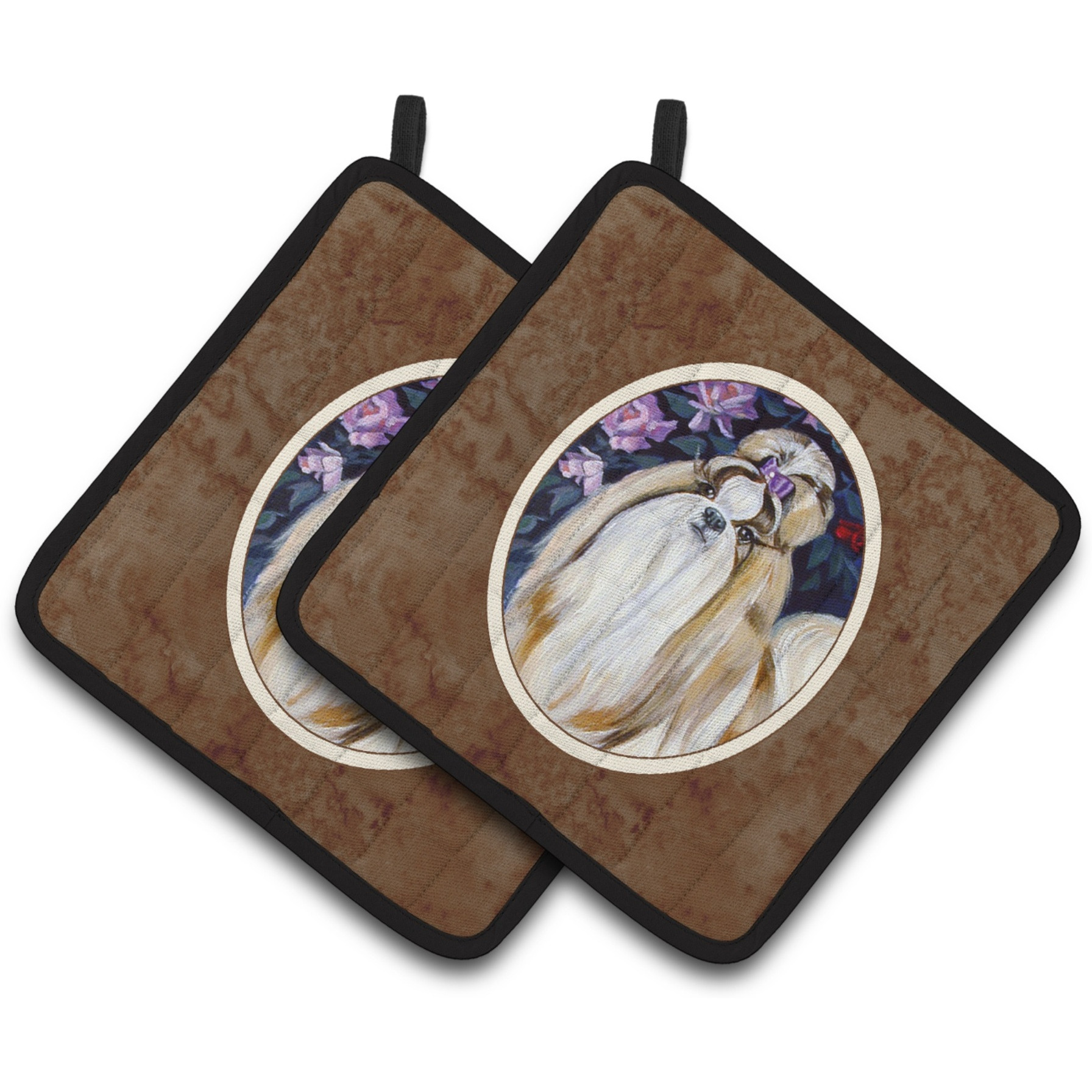 &quotCaroline's Treasures Shih Tzu Pair of Pot Holders 7180PTHD, 7.5HX7.5W, Multicolor"