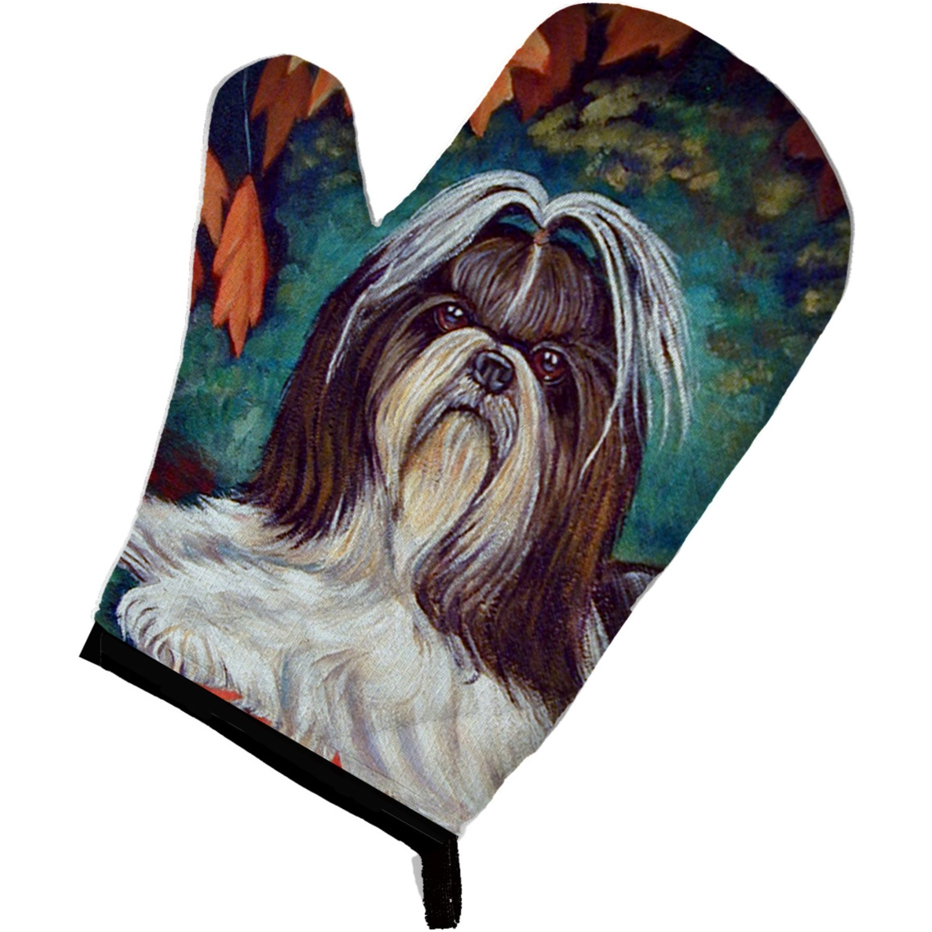 &quotCaroline's Treasures 7182OVMT Autumn Leaves Shih Tzu Oven Mitt, 12"" by 8.5"", Multicolor"