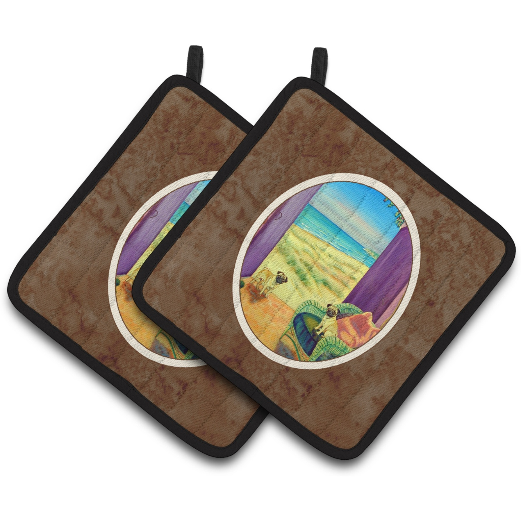 &quotCaroline's Treasures Pug Pair of Pot Holders 7183PTHD, 7.5HX7.5W, Multicolor"