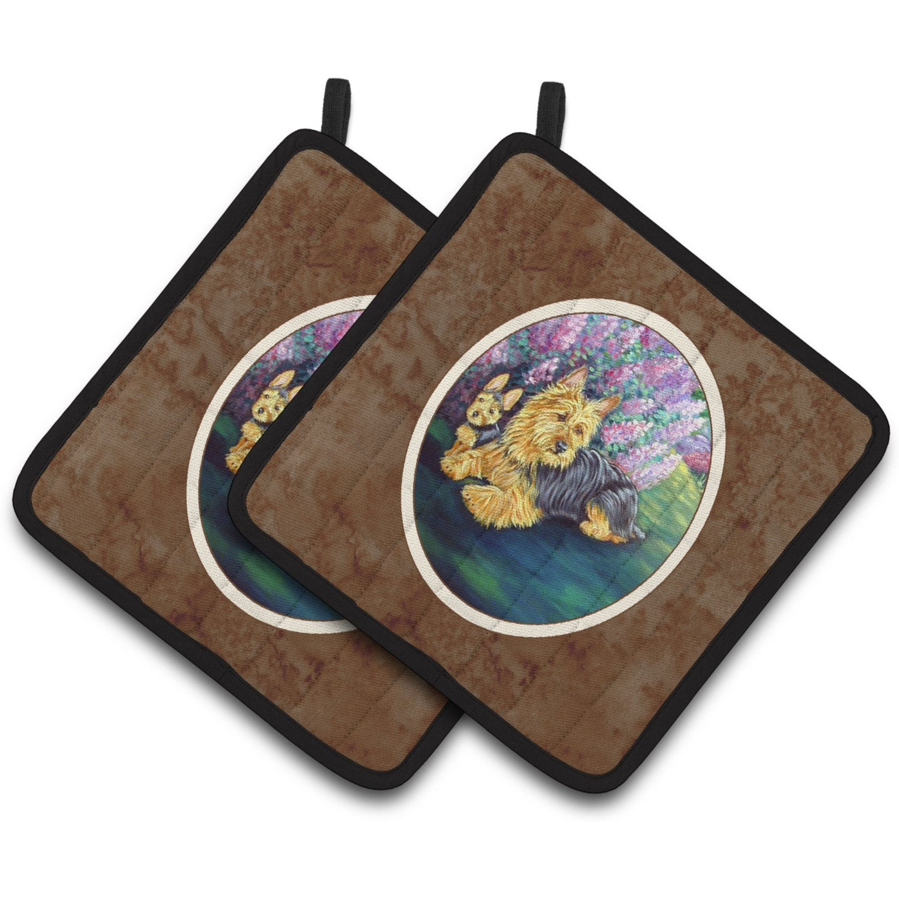 &quotCaroline's Treasures Australian Terrier & Puppy Pair of Pot Holders 7209PTHD, 7.5HX7.5W, Multicolor"