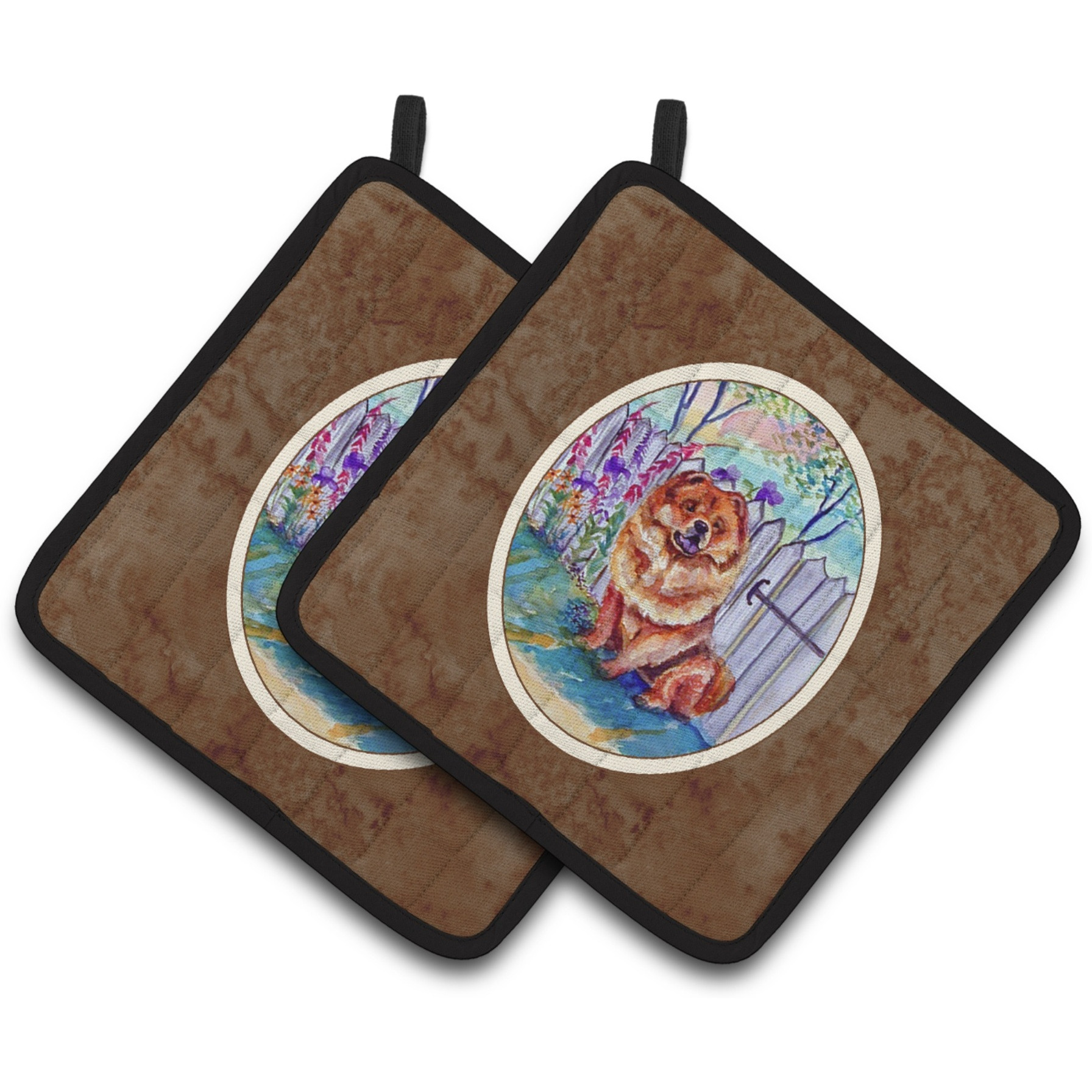 &quotCaroline's Treasures Chow Pair of Pot Holders 7210PTHD, 7.5HX7.5W, Multicolor"