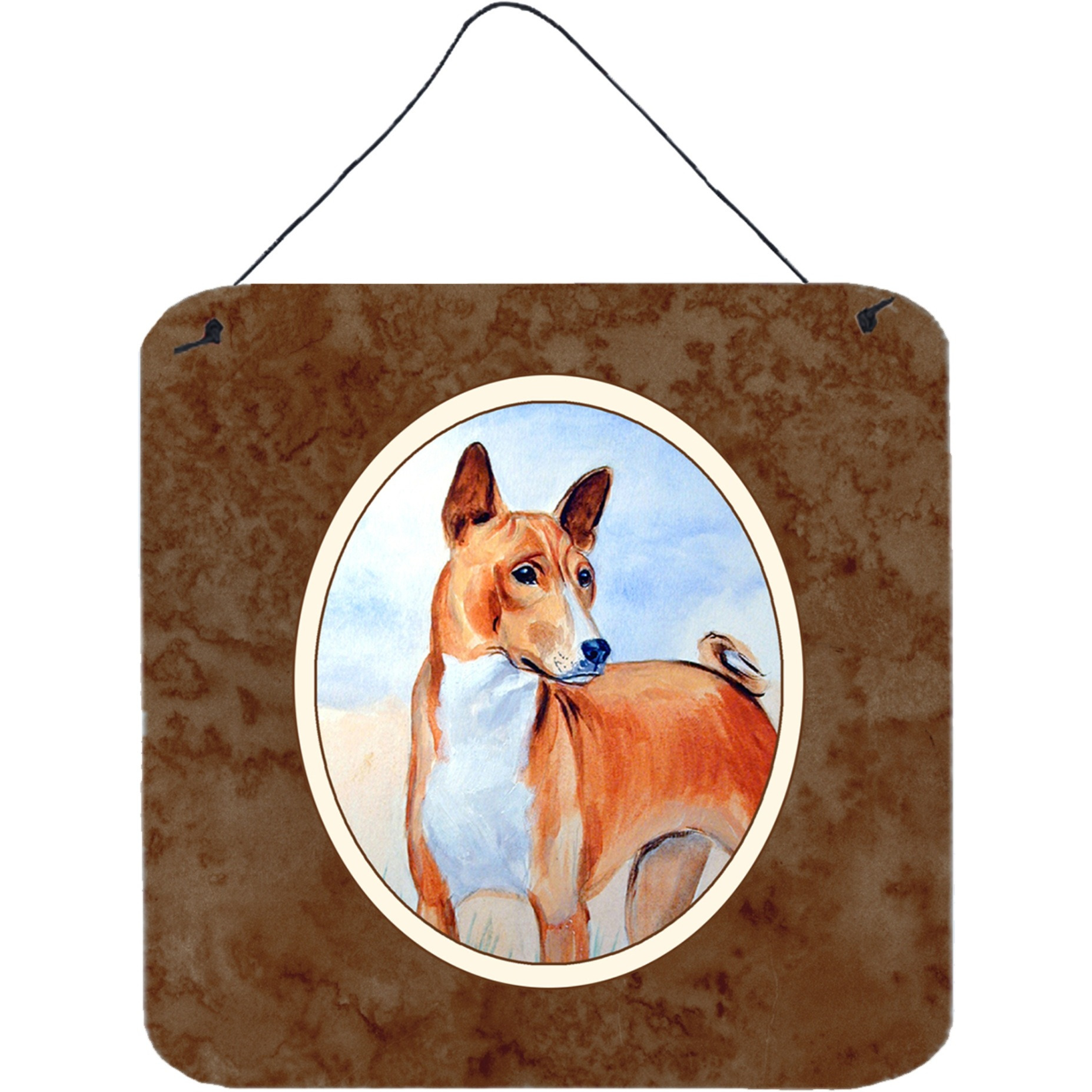 &quotCaroline's Treasures Red and White Basenji Wall or Door Hanging Prints 7223DS66, 6"" x 6"", Multicolor"