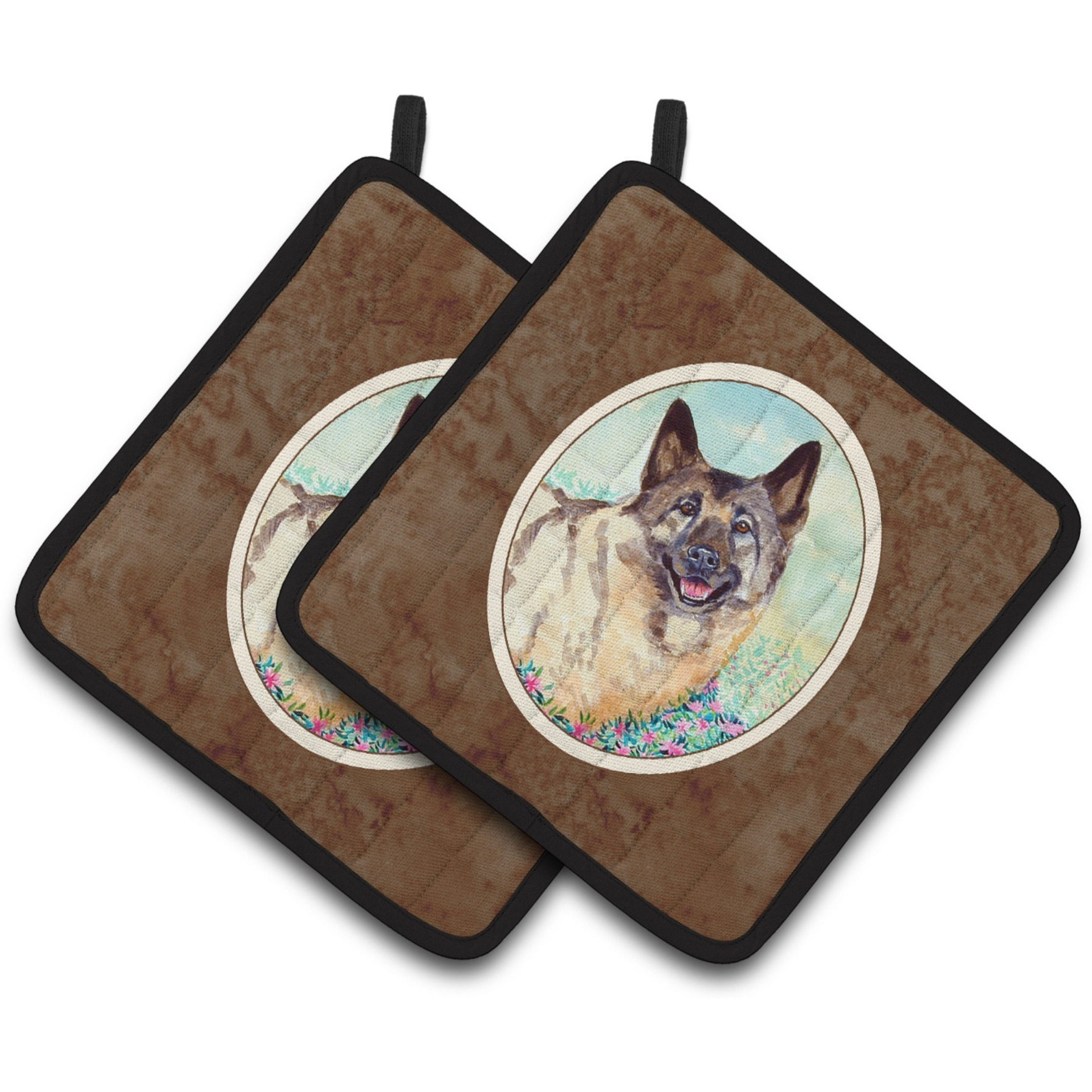 &quotCaroline's Treasures Norwegian Elkhound Pair of Pot Holders 7231PTHD, 7.5HX7.5W, Multicolor"