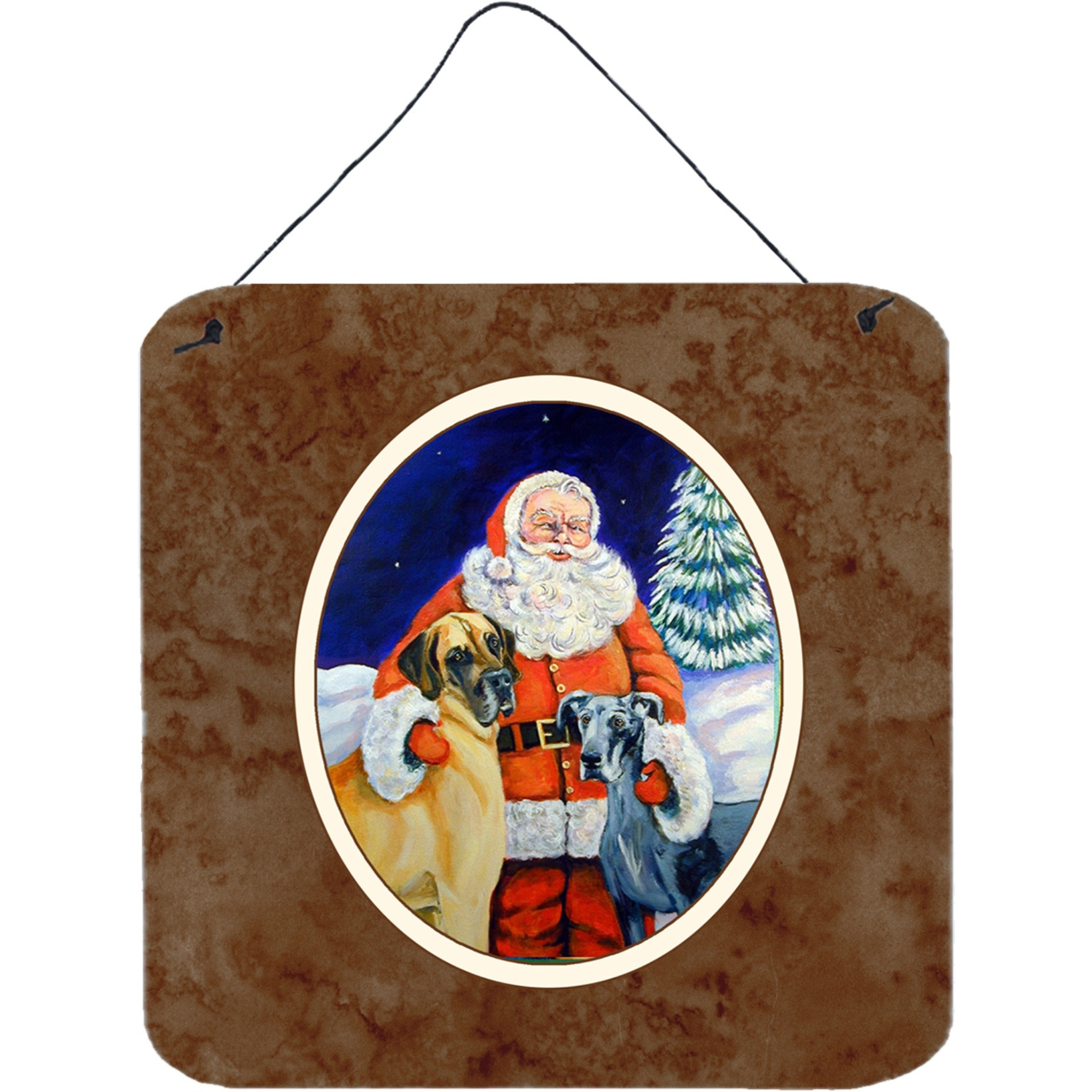 &quotCaroline's Treasures Santa Claus with Dane Wall or Door Hanging Prints 7232DS66, 6"" x 6"", Multicolor"