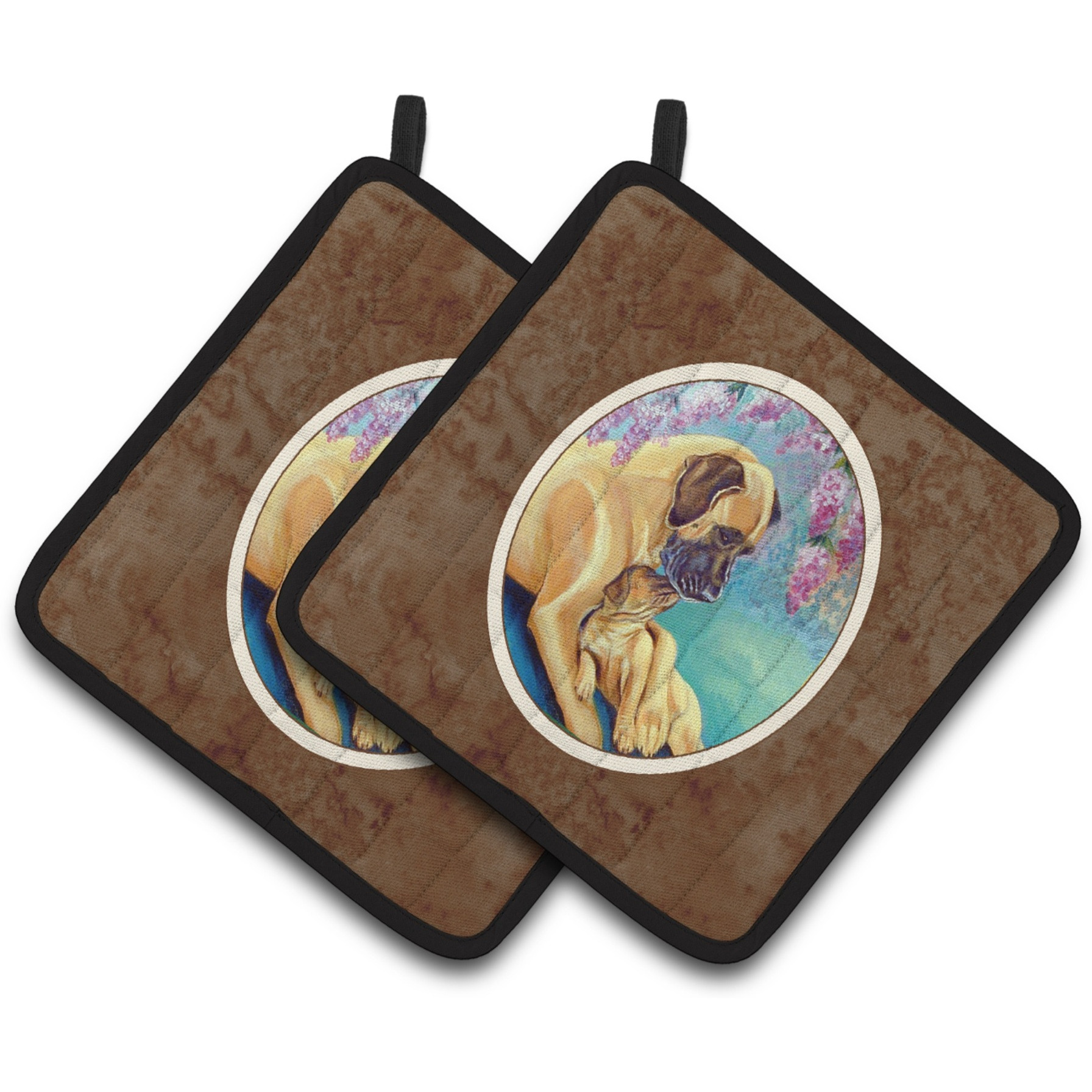 &quotCaroline's Treasures Great Dane & Puppy Pair of Pot Holders 7233PTHD, 7.5HX7.5W, Multicolor"