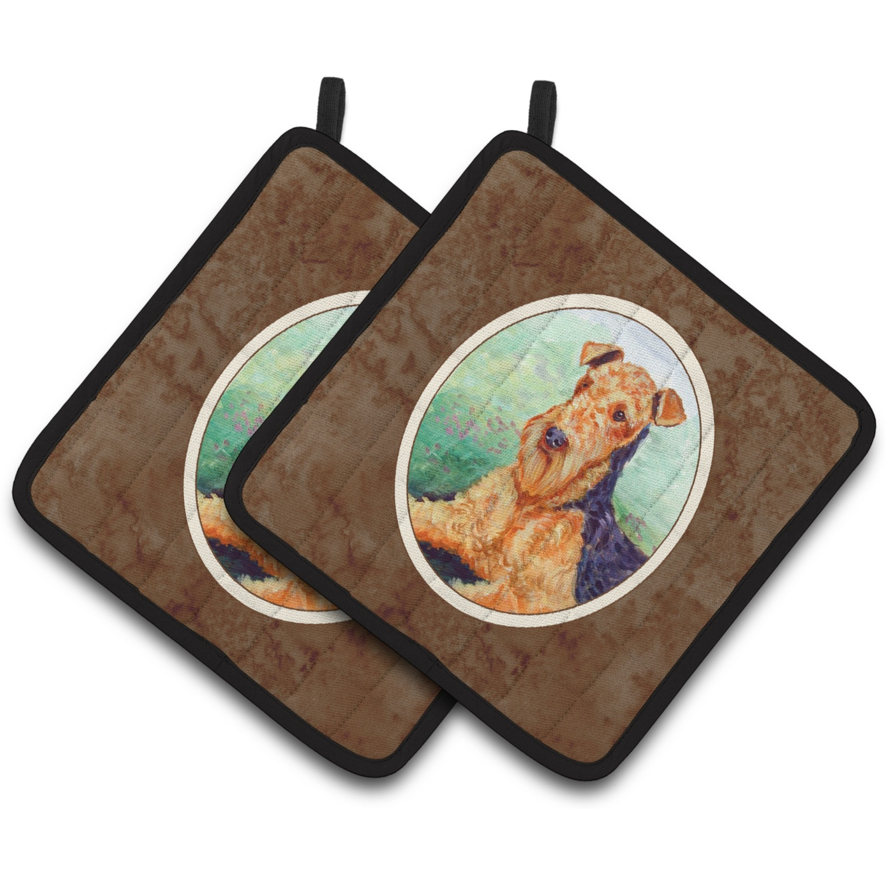 &quotCaroline's Treasures Airedale Terrier Pair of Pot Holders 7239PTHD, 7.5HX7.5W, Multicolor"