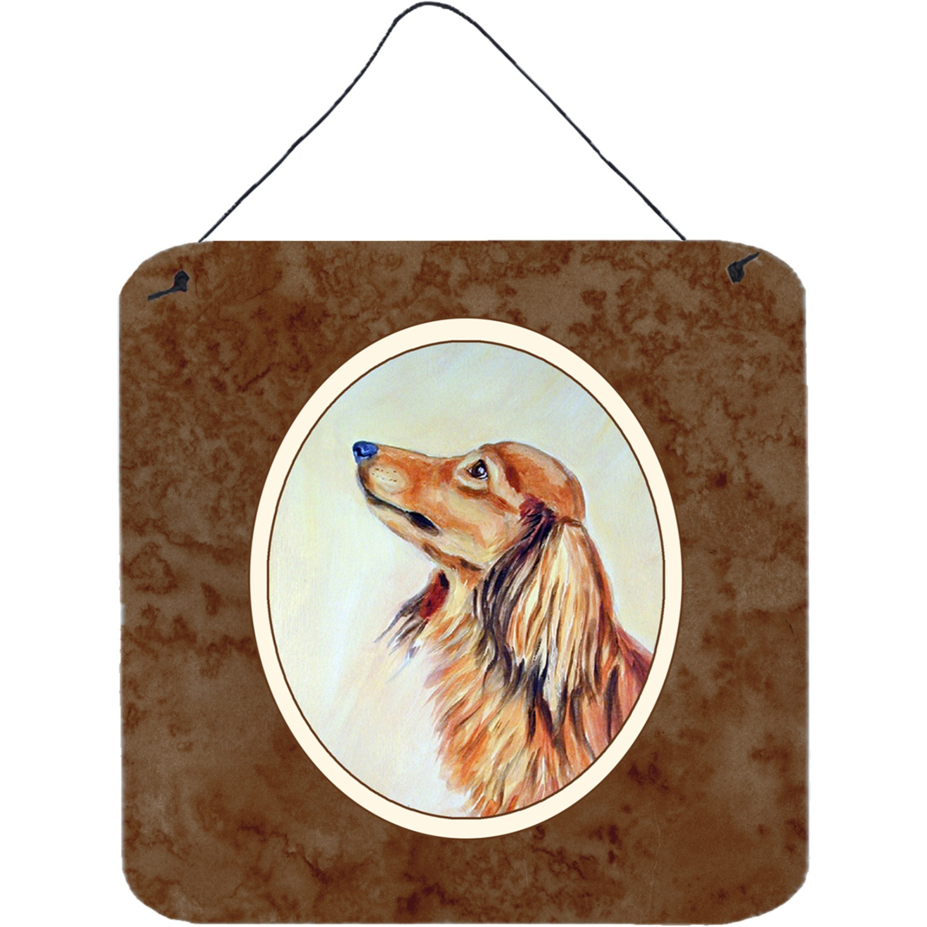 &quotCaroline's Treasures Long Haired Red Dachshund Wall or Door Hanging Prints 7240DS66, 6"" x 6"", Multicolor"