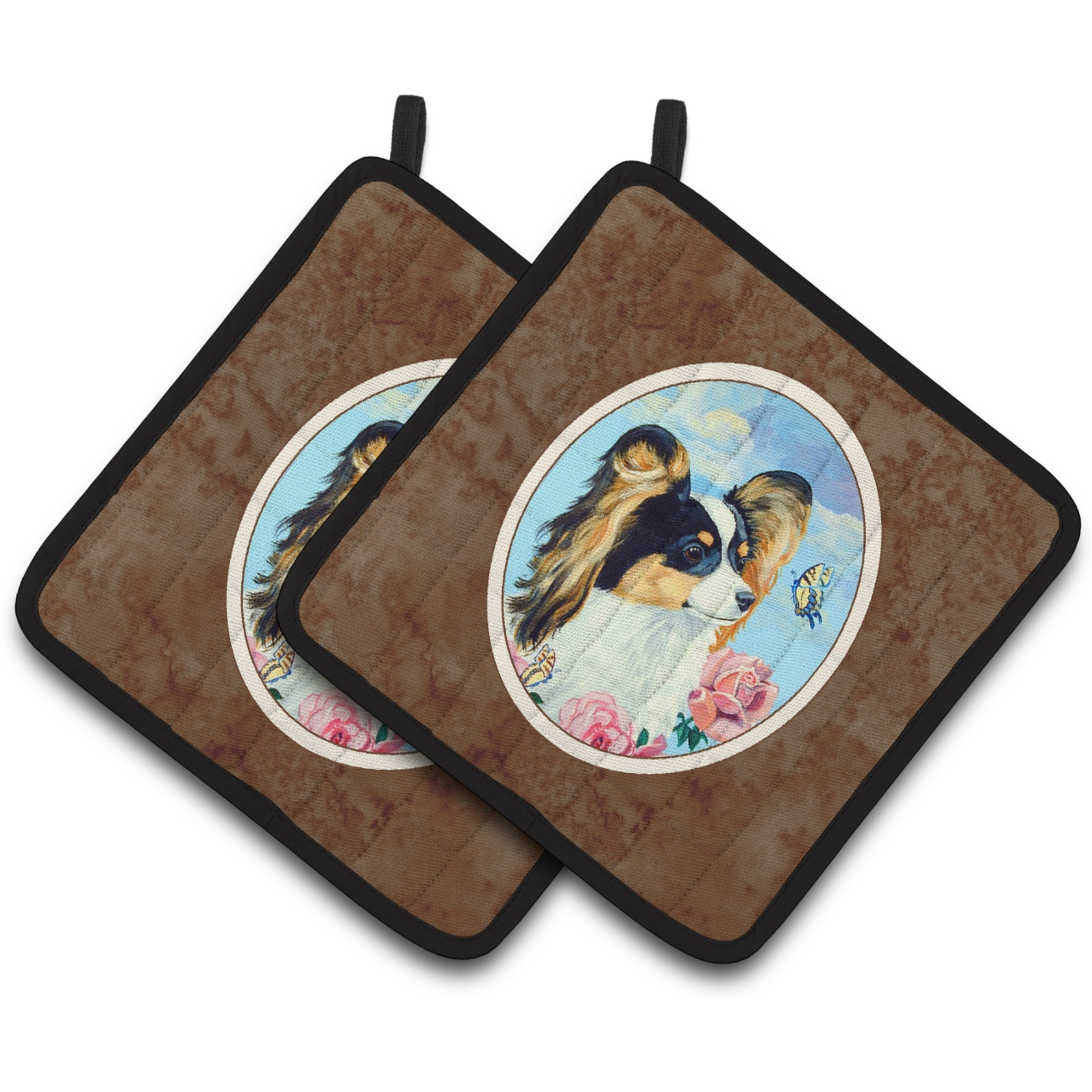 &quotCaroline's Treasures Papillon Pair of Pot Holders 7242PTHD, 7.5HX7.5W, Multicolor"