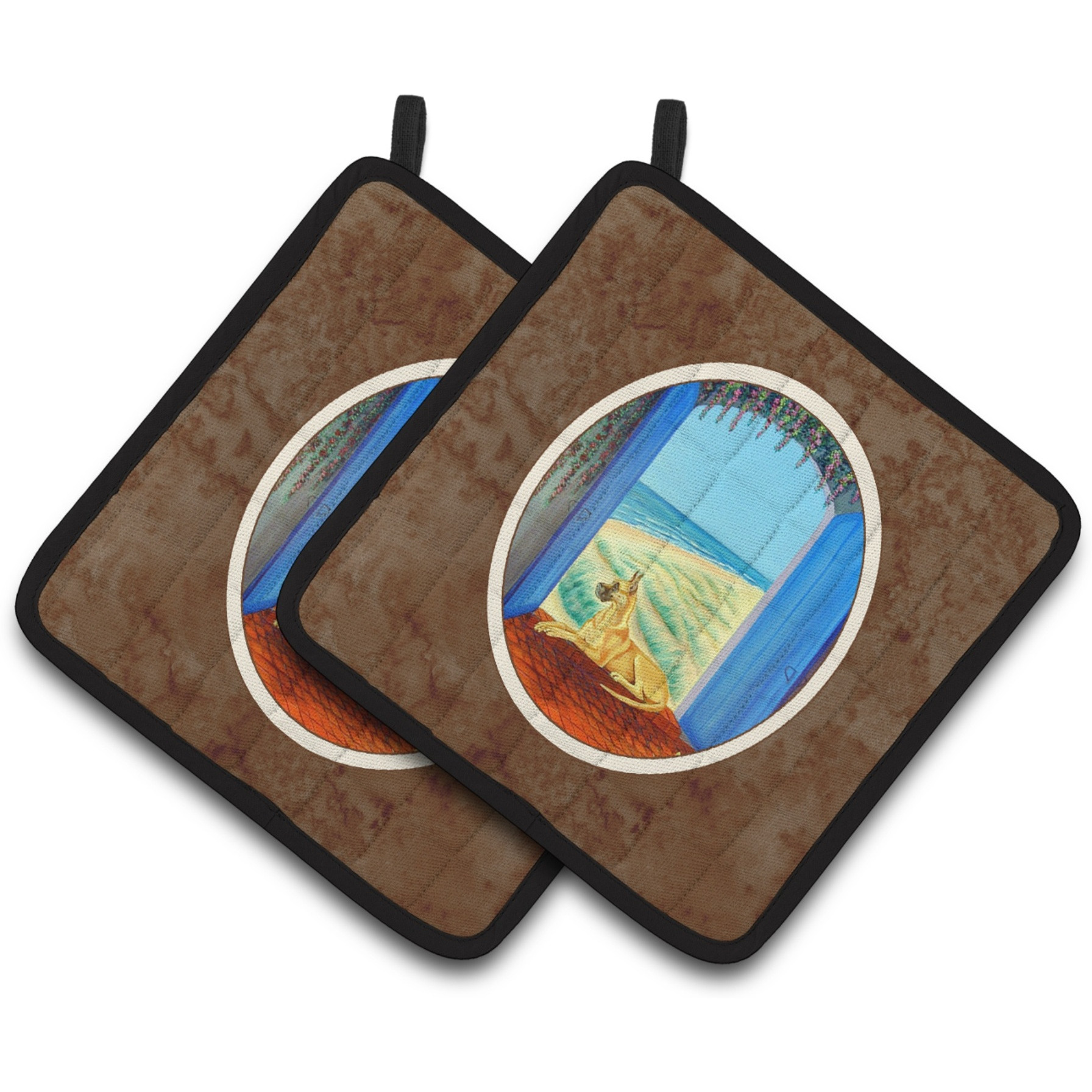 &quotCaroline's Treasures Great Dane Pair of Pot Holders 7250PTHD, 7.5HX7.5W, Multicolor"