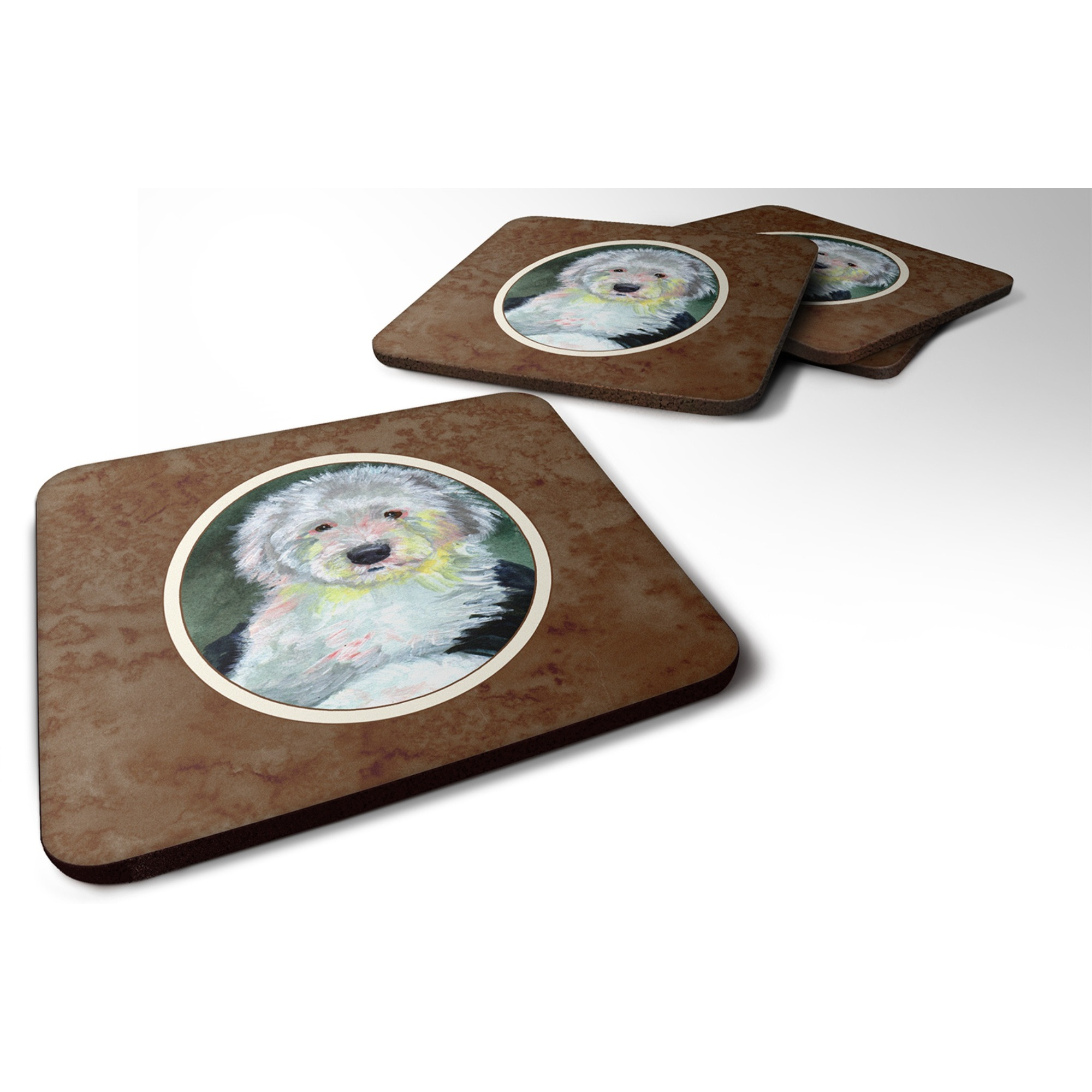 &quotCaroline's Treasures 7252FC Old English Sheepdog Foam Coasters (Set of 4), 3.5"", Multicolor"