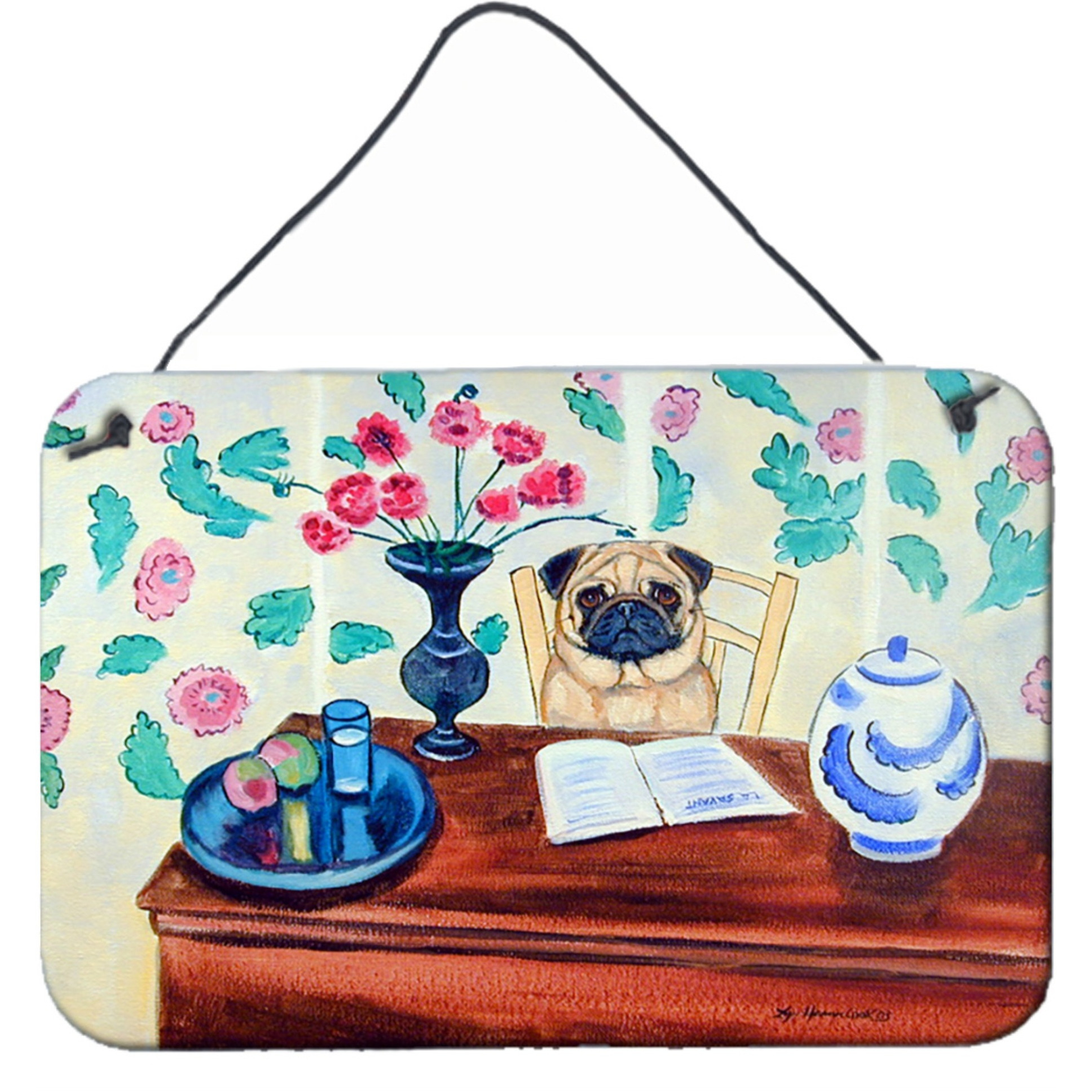 &quotCaroline's Treasures Pug Aluminum Metal Wall or Door Hanging Prints, 8 x 12"""
