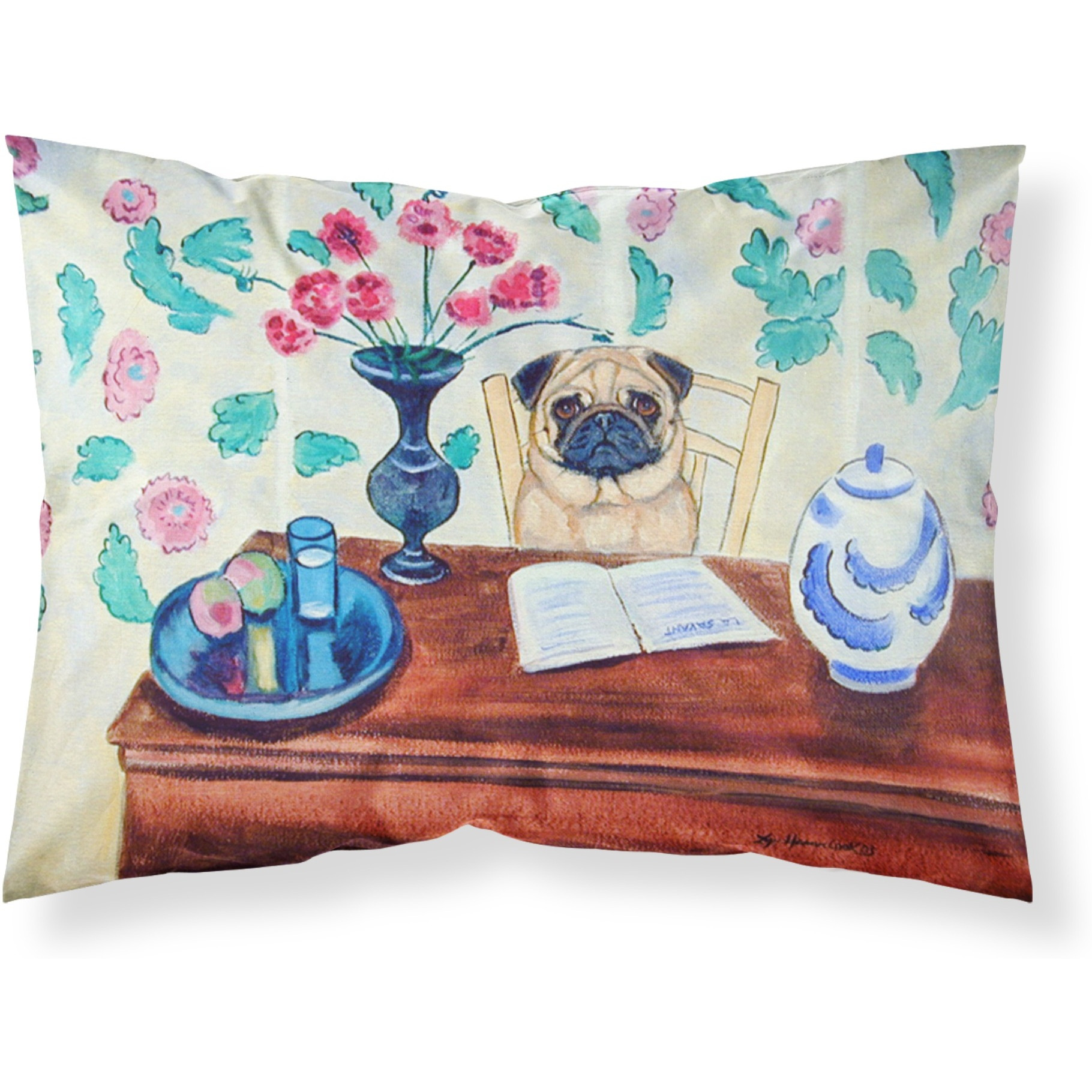 &quotCaroline's Treasures 7253PILLOWCASE Pug Moisture Wicking Fabric Standard Pillowcase, Large, Multicolor"