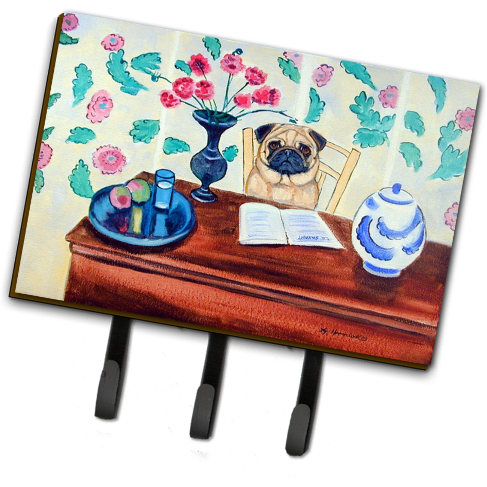 &quotCaroline's Treasures 7253TH68 Pug Leash Holder or Key Hook, Large, Multicolor"