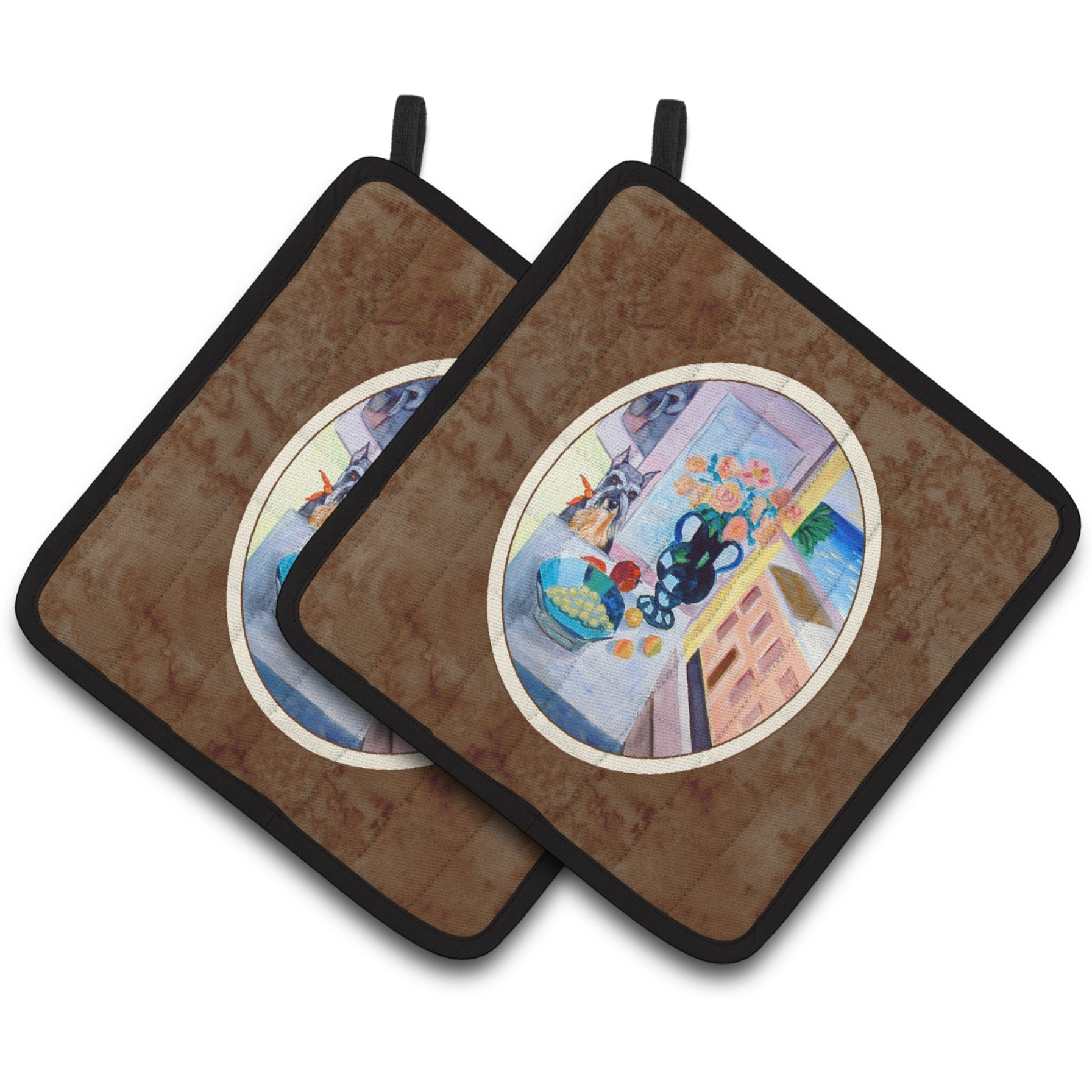 &quotCaroline's Treasures Schnauzer Pair of Pot Holders 7255PTHD, 7.5HX7.5W, Multicolor"