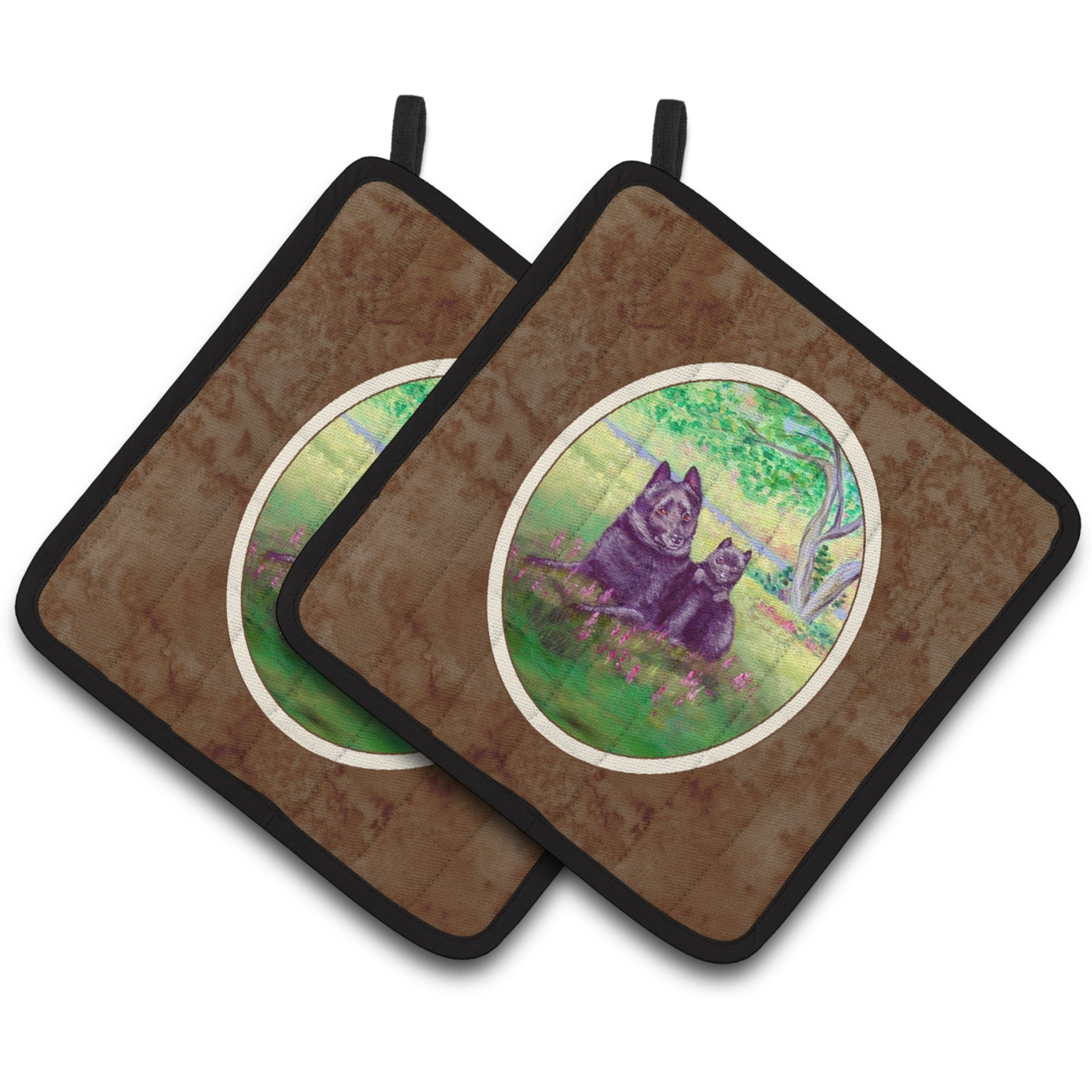&quotCaroline's Treasures Schipperke & Puppy Pair of Pot Holders 7263PTHD, 7.5HX7.5W, Multicolor"