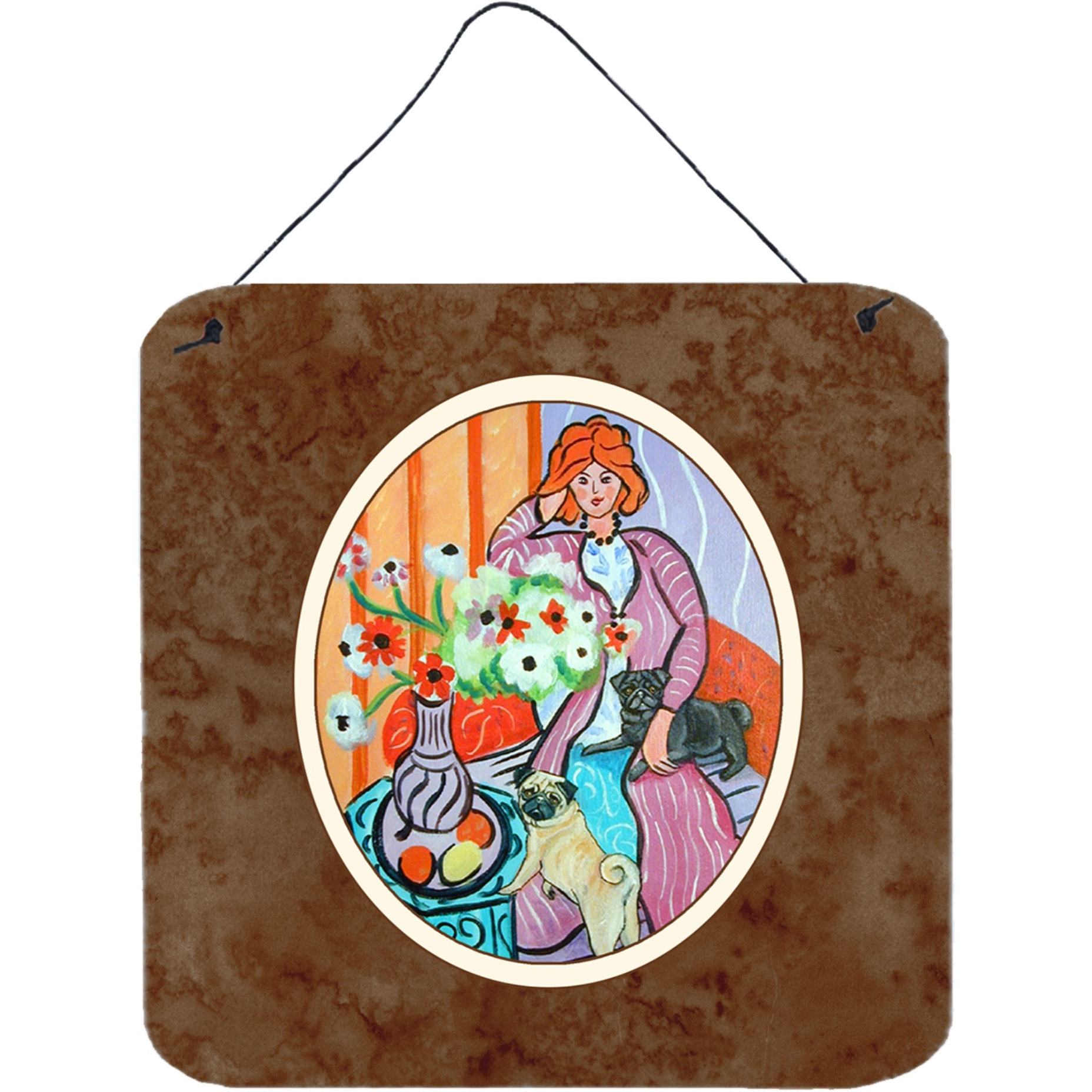 &quotCaroline's Treasures Lady with her Pug Wall or Door Hanging Prints 7266DS66, 6HX6W, Multicolor"
