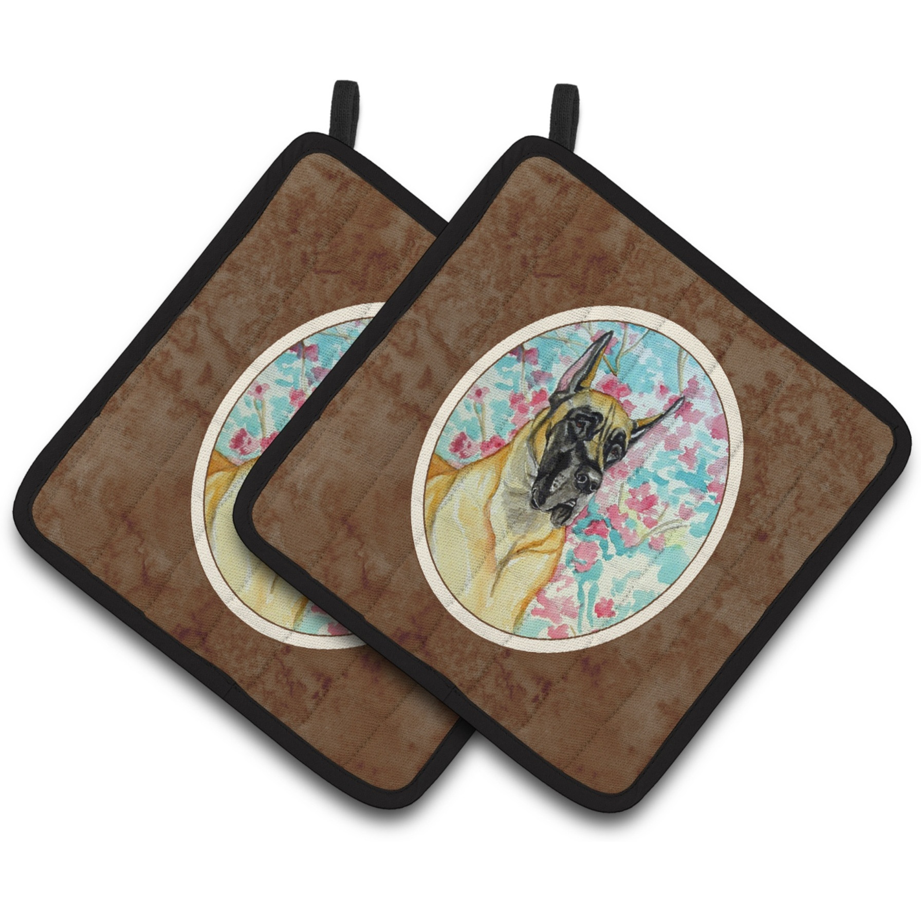 &quotCaroline's Treasures Fawn Great Dane Pair of Pot Holders 7270PTHD, 7.5HX7.5W, Multicolor"