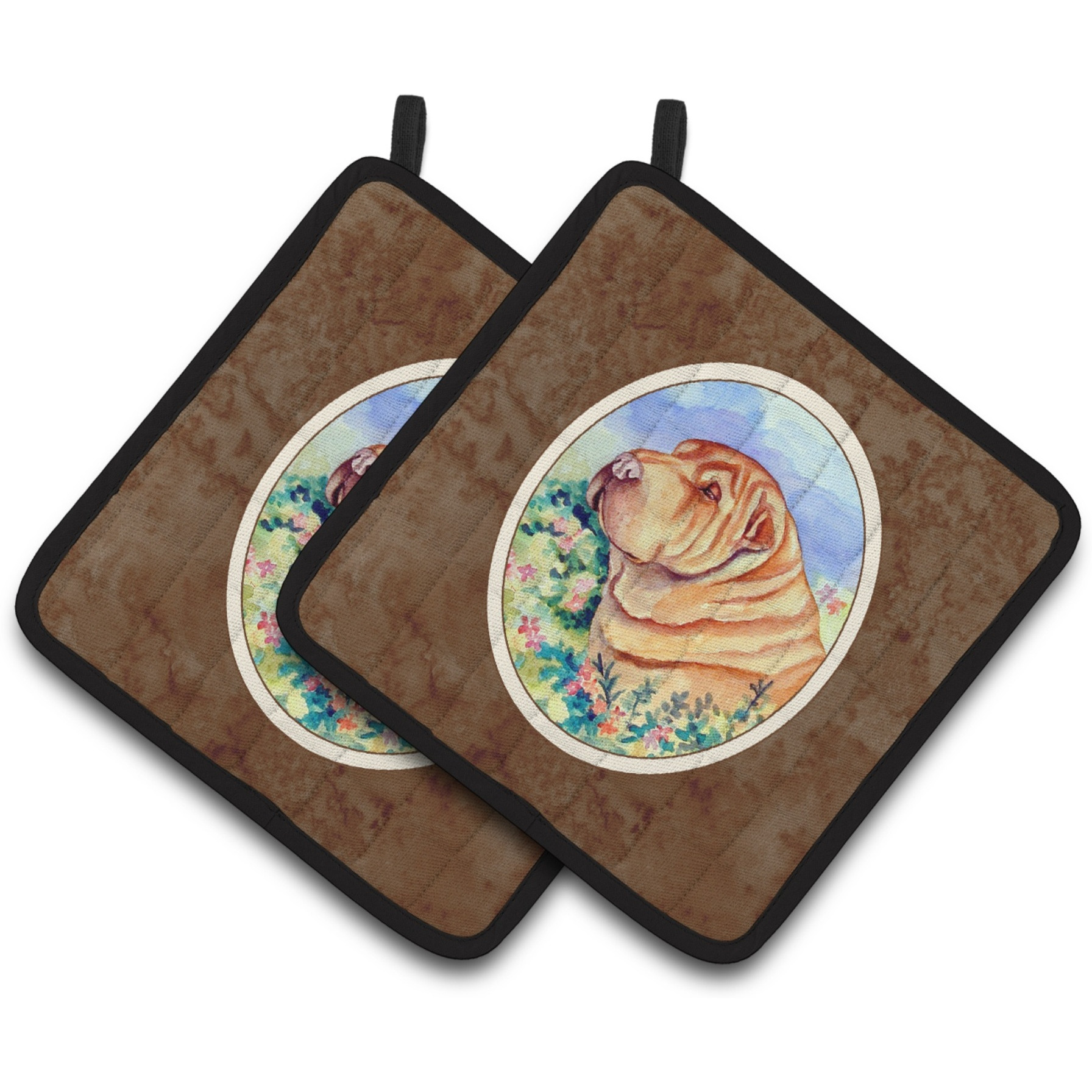&quotCaroline's Treasures Shar Pei Pair of Pot Holders 7271PTHD, 7.5HX7.5W, Multicolor"