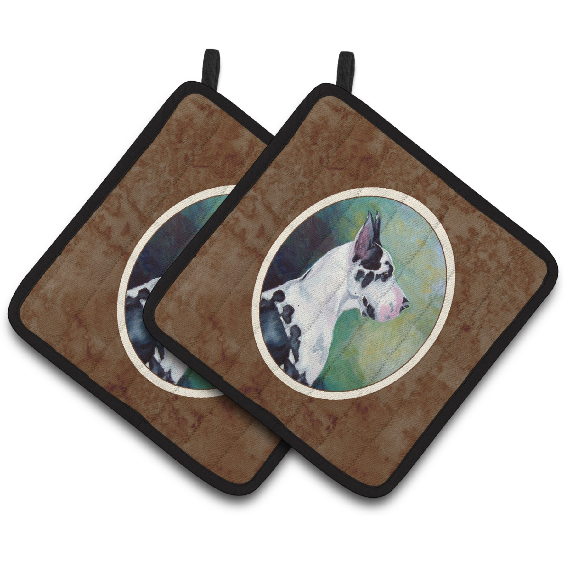 &quotCaroline's Treasures Harlequin Great Dane Pair of Pot Holders 7278PTHD, 7.5HX7.5W, Multicolor"