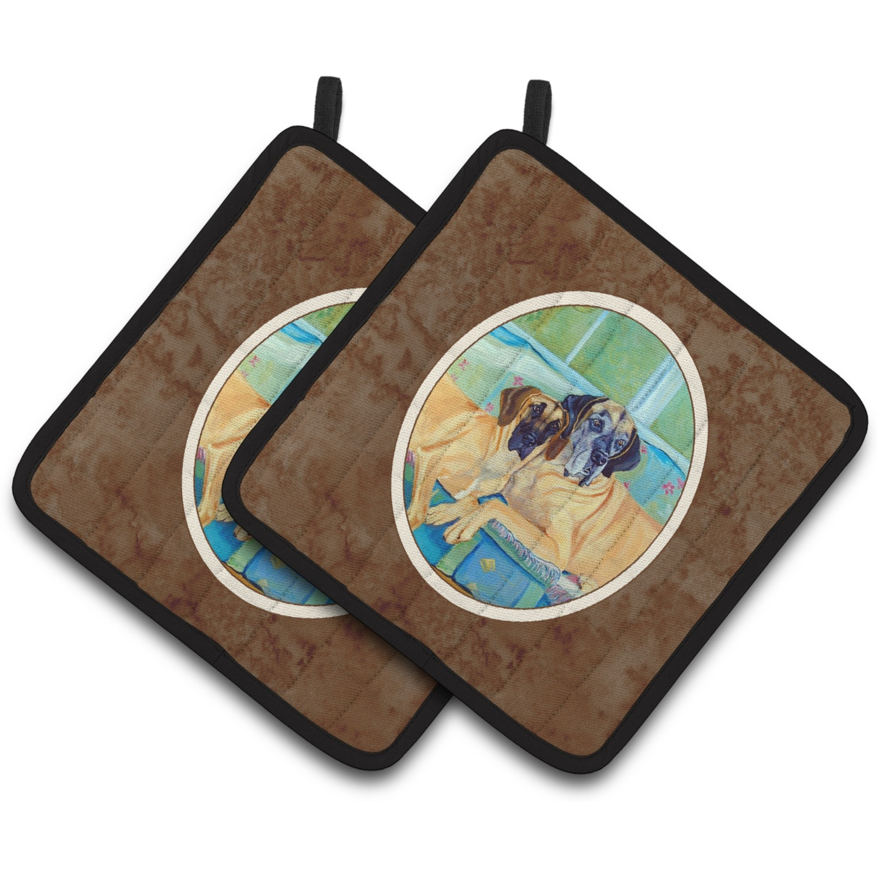&quotCaroline's Treasures Great Dane Pair of Pot Holders 7280PTHD, 7.5HX7.5W, Multicolor"