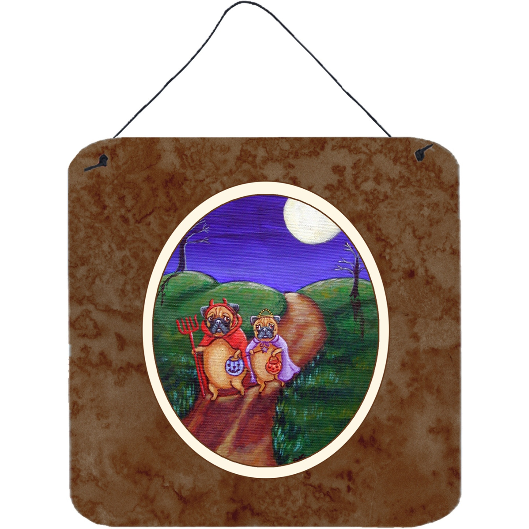&quotCaroline's Treasures Trick or Treat Halloween Pug Wall or Door Hanging Prints 7281DS66, 6HX6W, Multicolor"