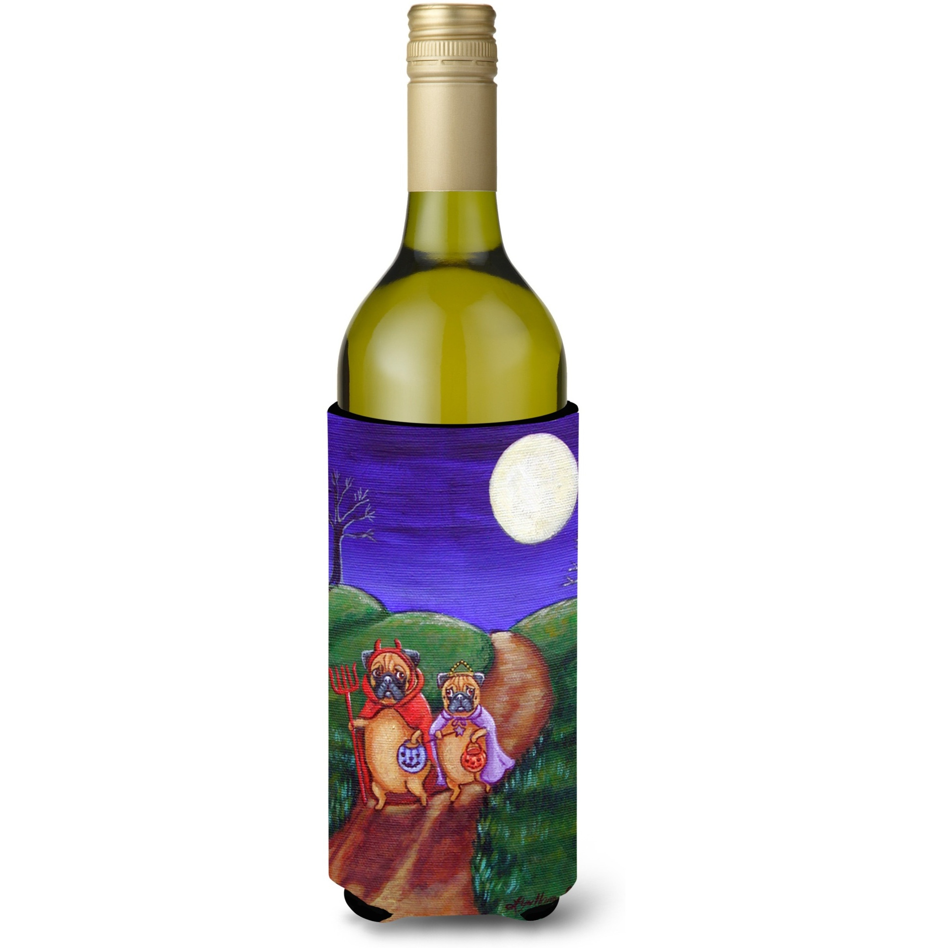 Trick or Treat Halloween Pug Wine Bottle Beverage Insulator Beverage Insulator Hugger
