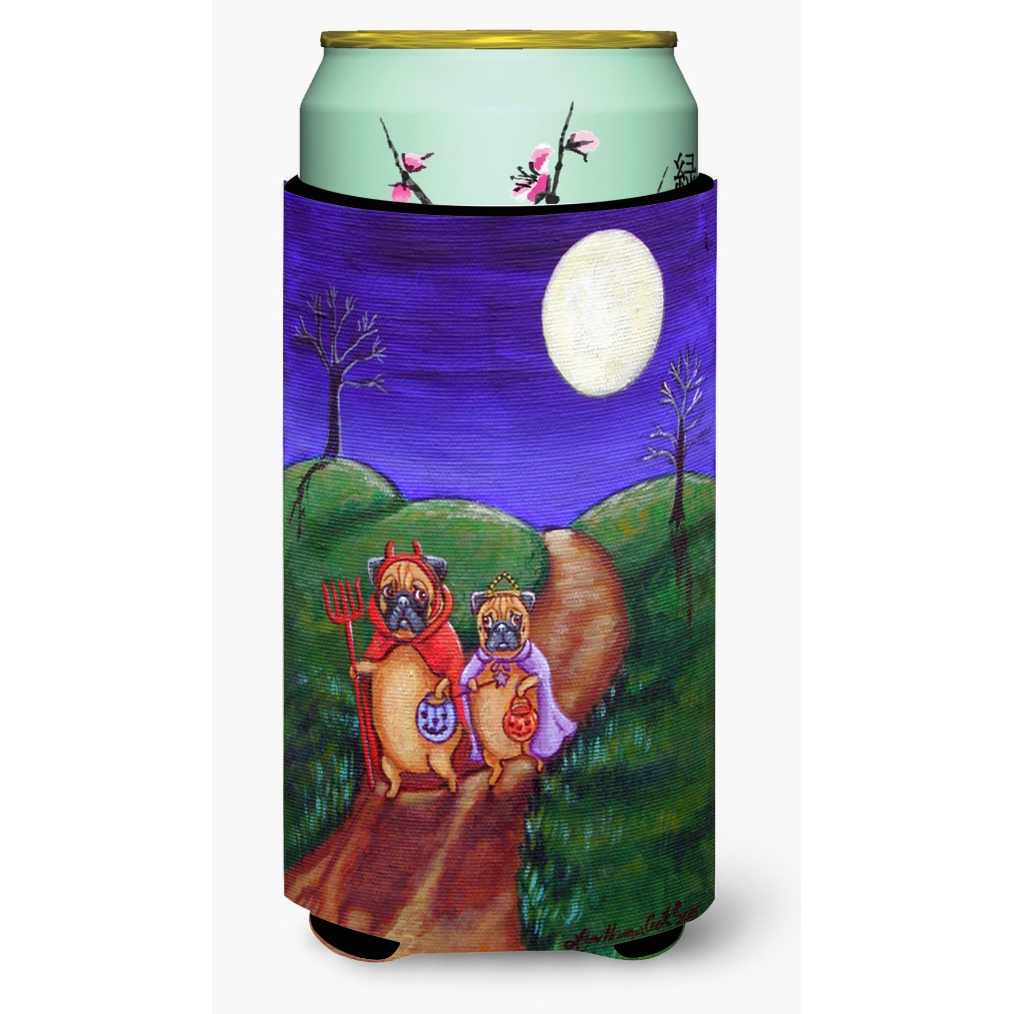 Trick or Treat Halloween Pug  Tall Boy Beverage Insulator Beverage Insulator Hugger
