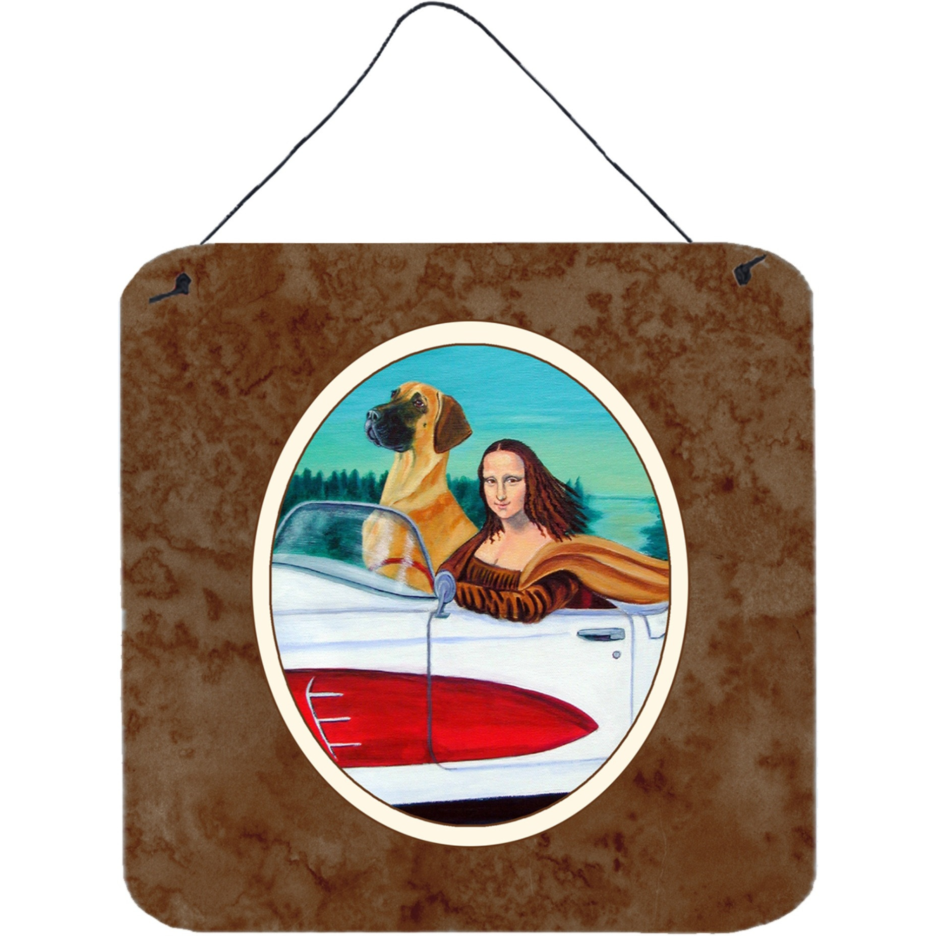 &quotCaroline's Treasures Dane with Mona Lisa Wall or Door Hanging Prints 7282DS66, 6HX6W, Multicolor"