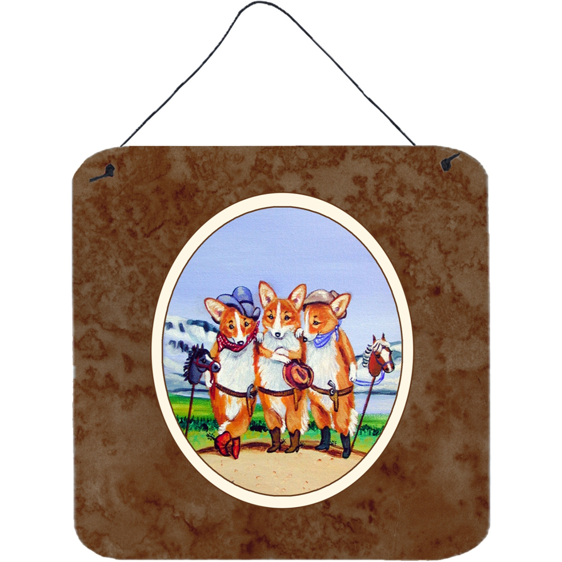 &quotCaroline's Treasures Cowboy Corgi Wall or Door Hanging Prints 7283DS66, 6HX6W, Multicolor"