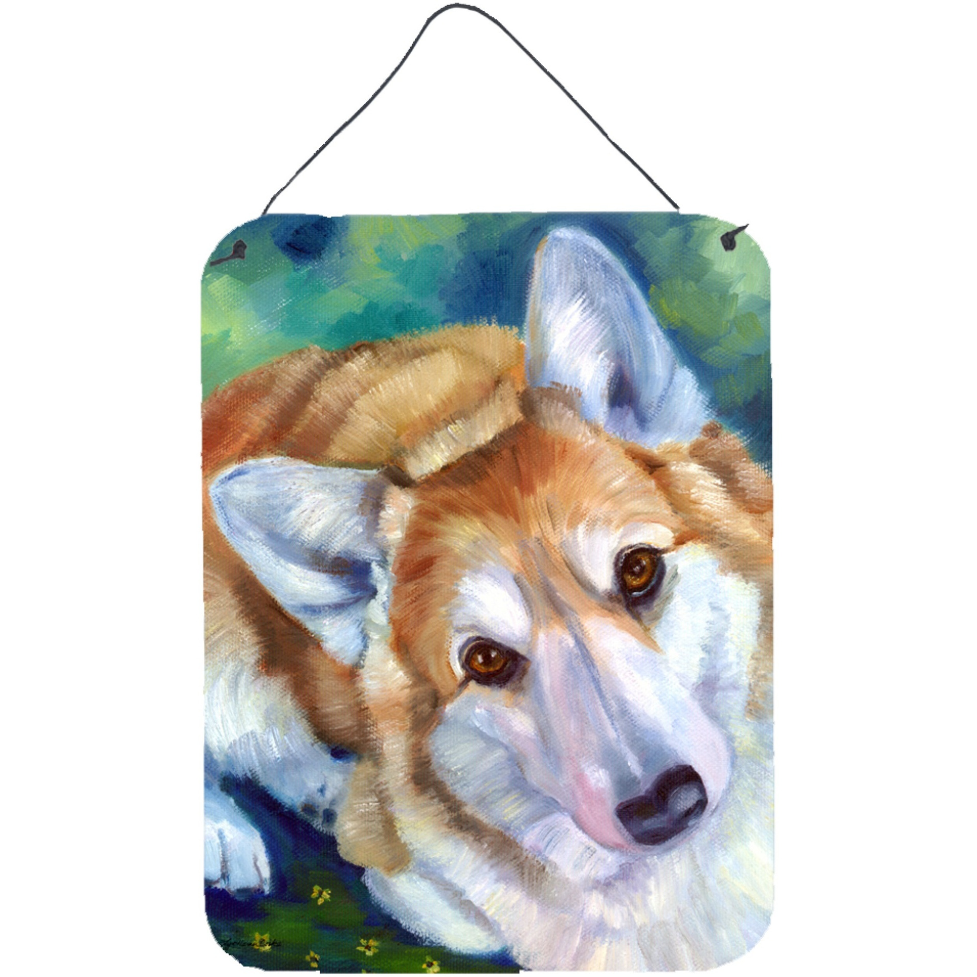 &quotCaroline's Treasures 7302DS1216 Corgi Mini Daises Wall or Door Hanging Prints, 16 x 12"", Multicolor"