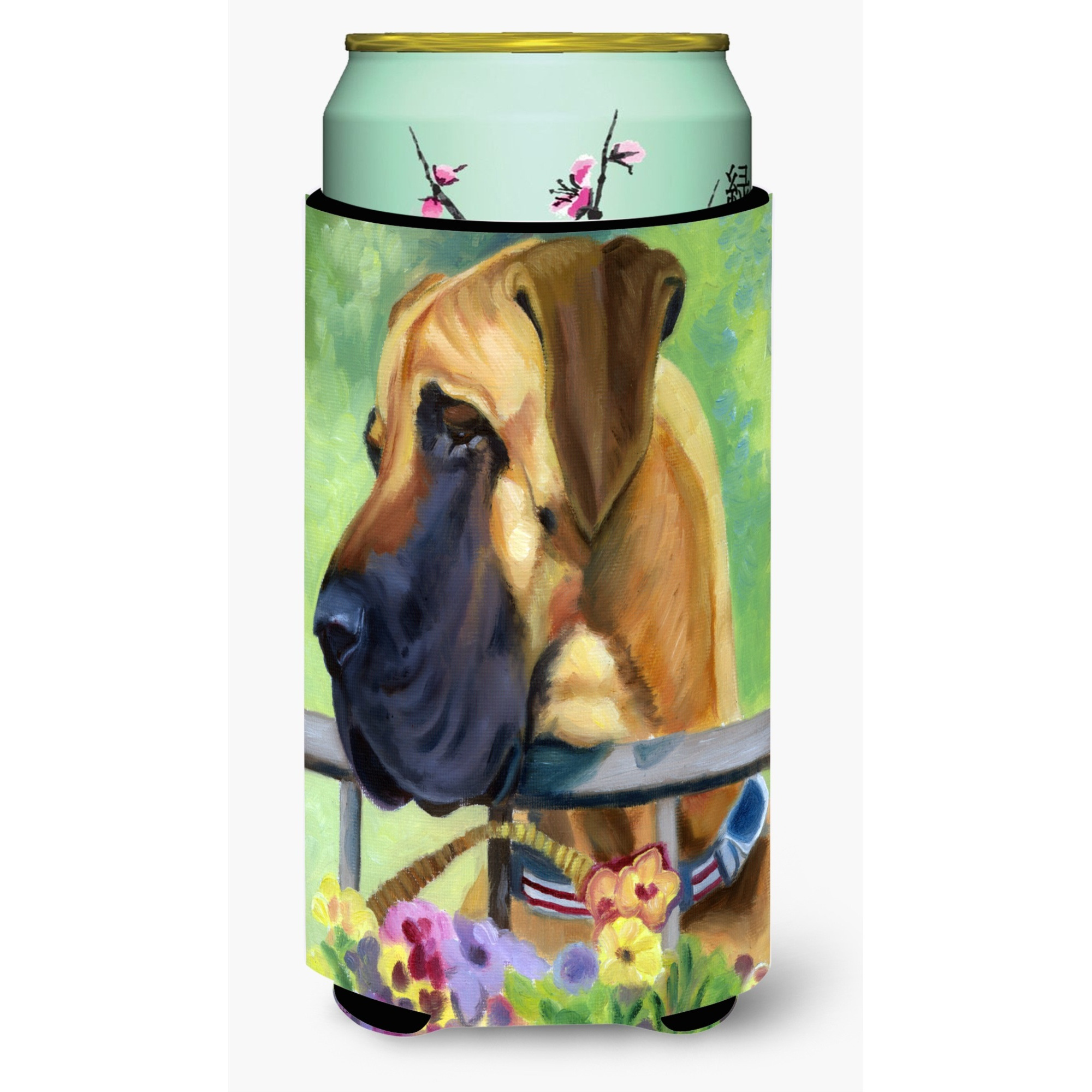Great Dane Natural Ears Fawn in Flowers Tall Boy Beverage Insulator Hugger 7311TBC