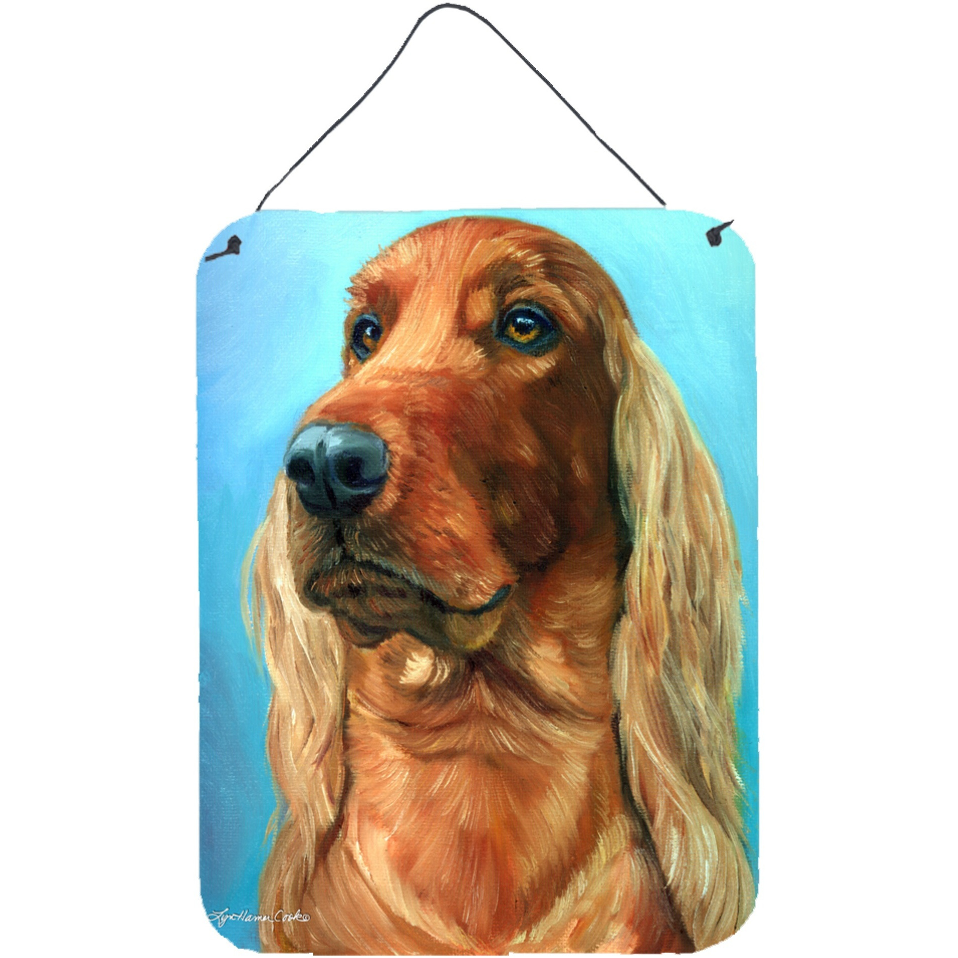&quotCaroline's Treasures 7314DS1216 Irish Setter in Blue Wall or Door Hanging Prints, 16 x 12"", Multicolor"
