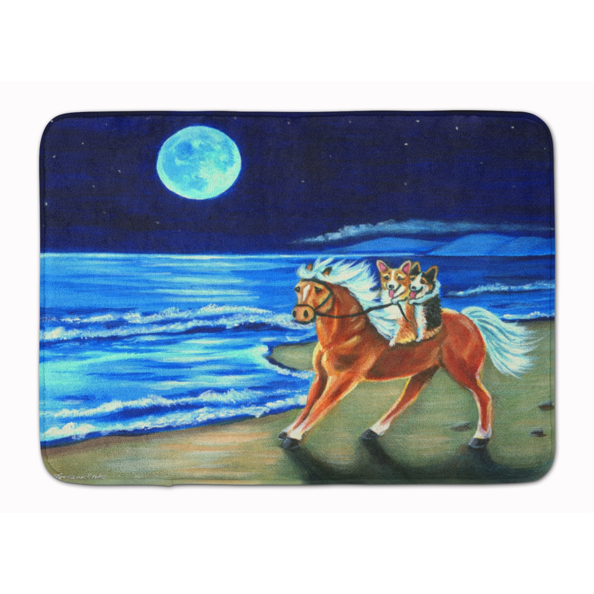 &quotCaroline's Treasures Corgi Beach Ride on Horse Floor Mat, 19"" x 27"", Multicolor"