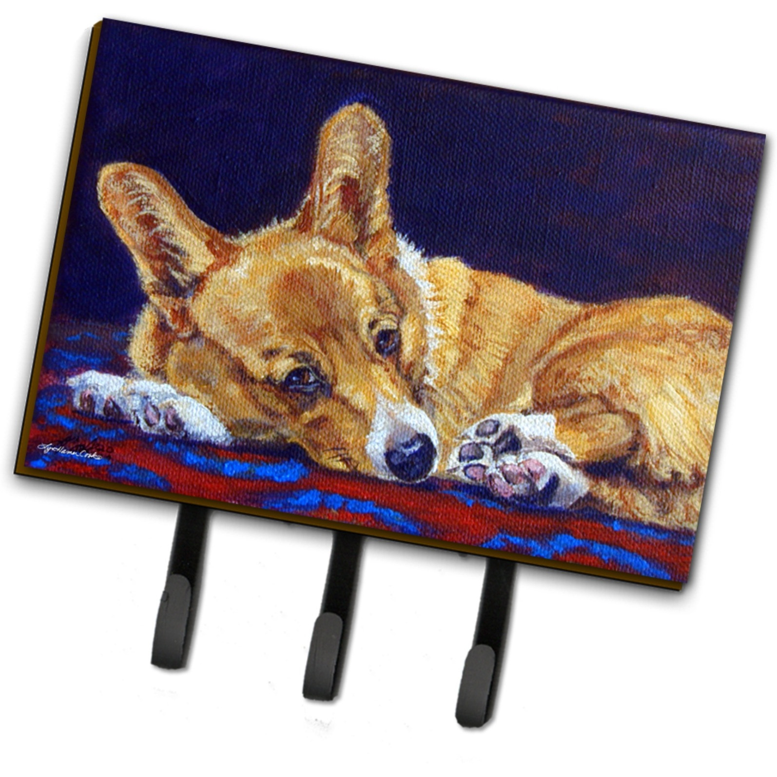 &quotCaroline's Treasures 7320TH68 Corgi Blue Lonesome Leash or Key Holder, Large, Multicolor"