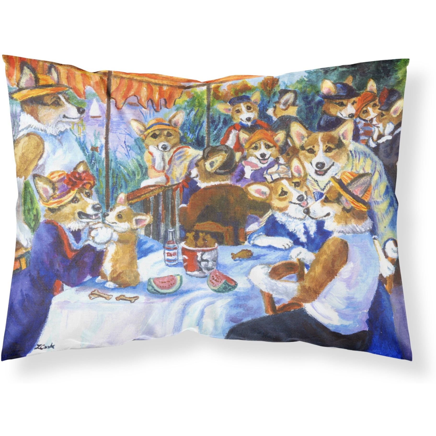 &quotCaroline's Treasures 7321PILLOWCASE Corgi Boating Party Fabric Standard Pillowcase, Large, Multicolor"