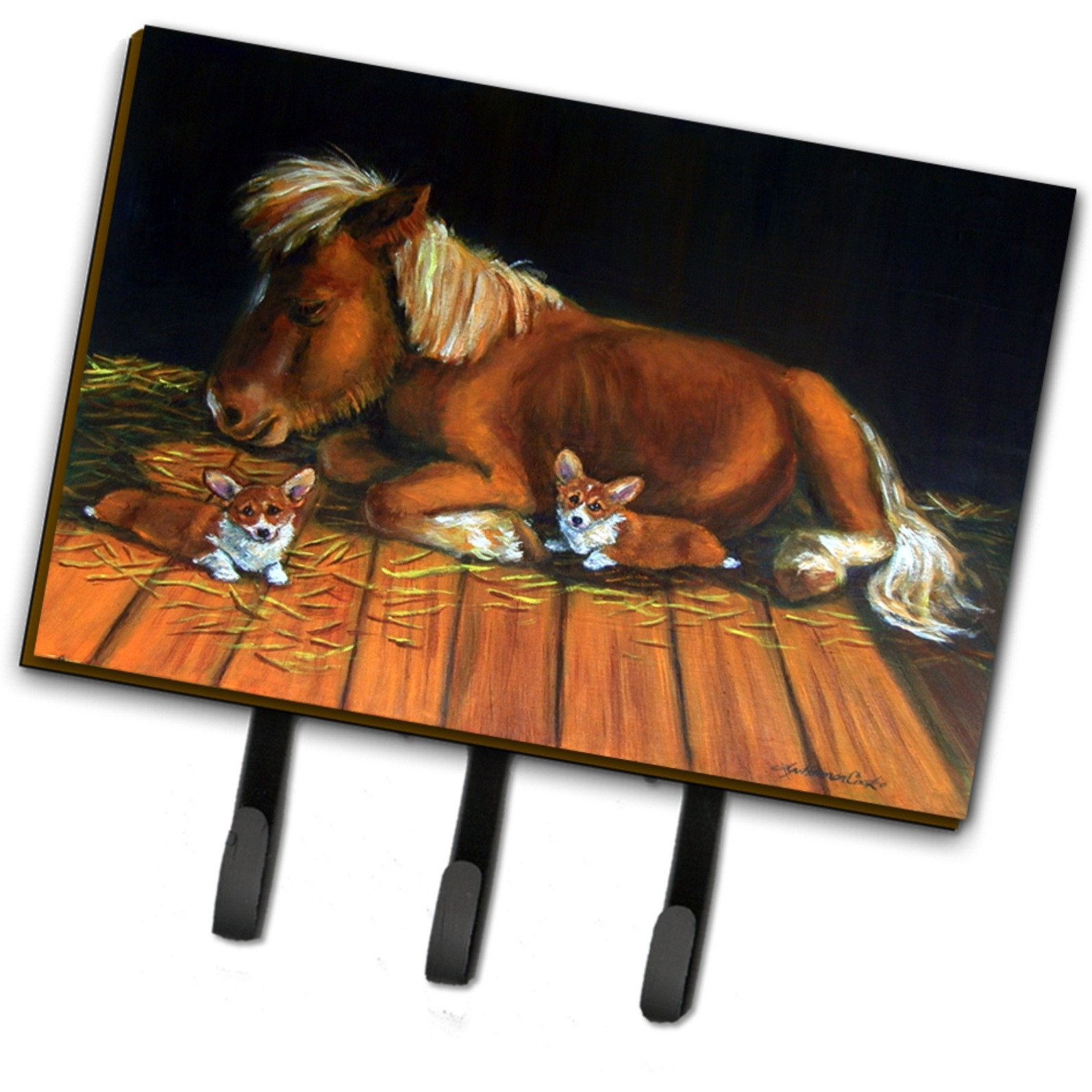 &quotCaroline's Treasures 7323TH68 Corgi Snuggles The Pony Leash or Key Holder, Large, Multicolor"