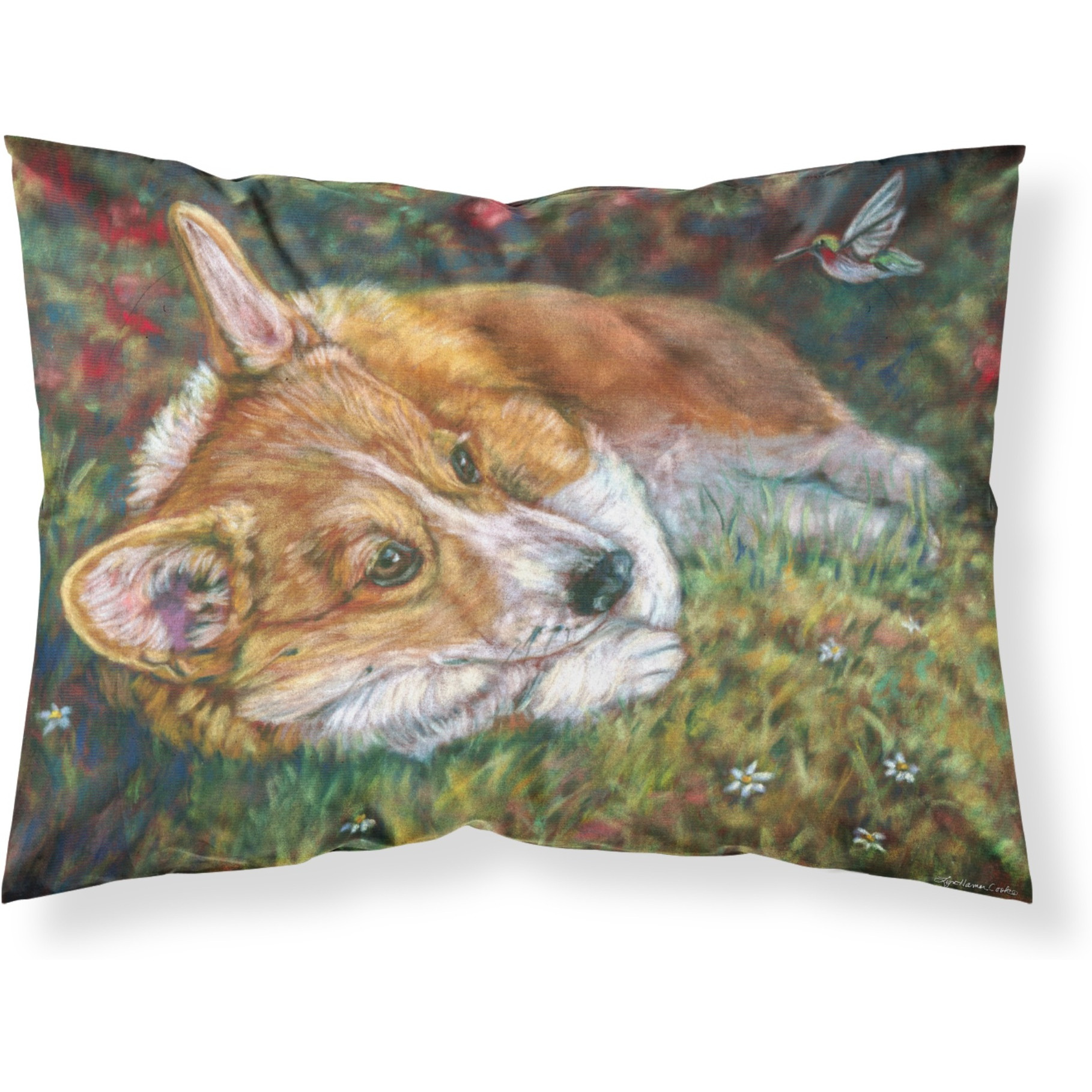 &quotCaroline's Treasures 7326PILLOWCASE Corgi Pastel Hummingbird Fabric Standard Pillowcase, Large, Multicolor"