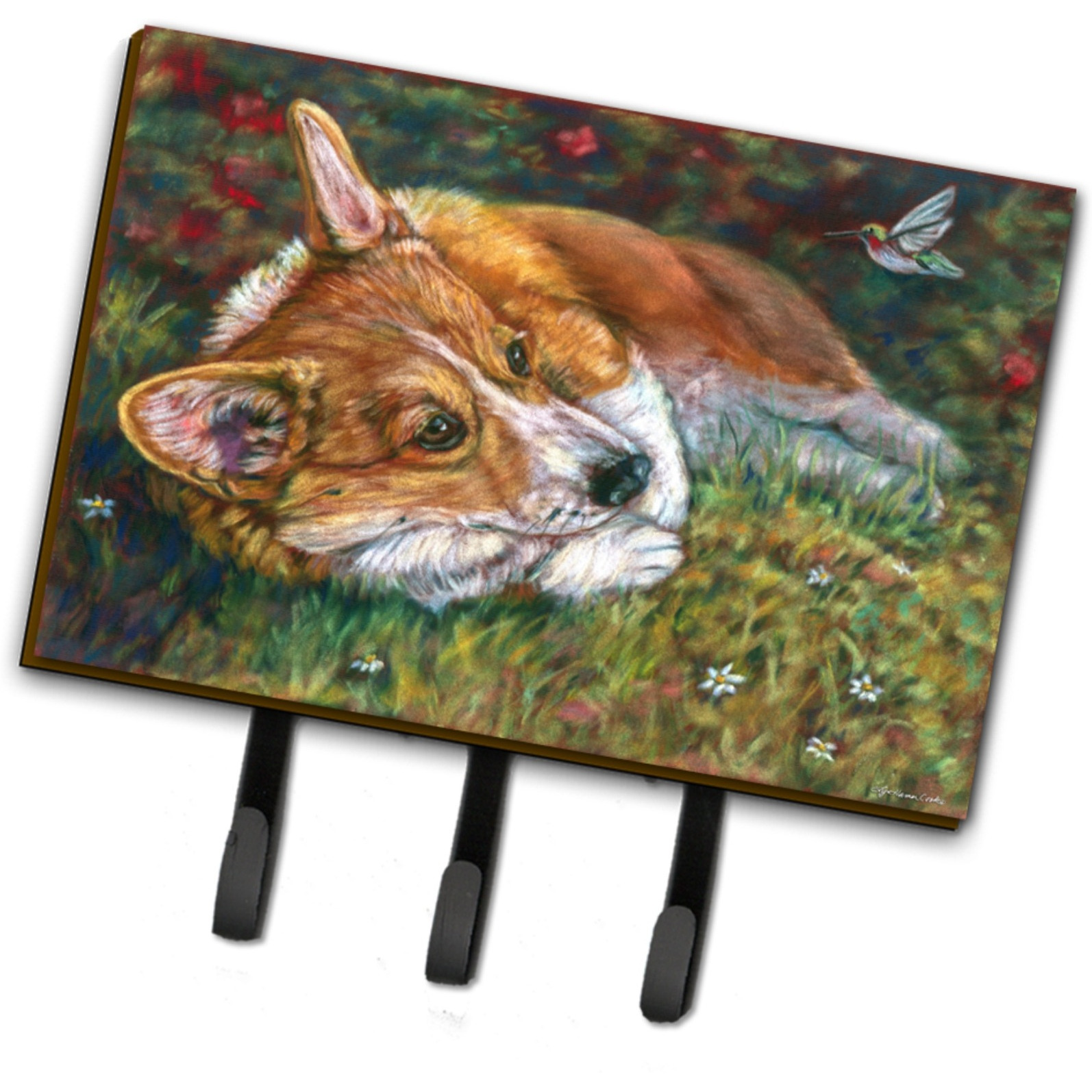 &quotCaroline's Treasures 7326TH68 Corgi Pastel Hummingbird Leash or Key Holder, Large, Multicolor"