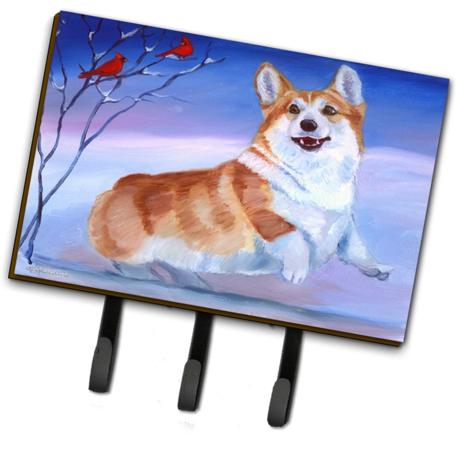 &quotCaroline's Treasures 7328TH68 Corgi Snow Cardinal Leash or Key Holder, Large, Multicolor"