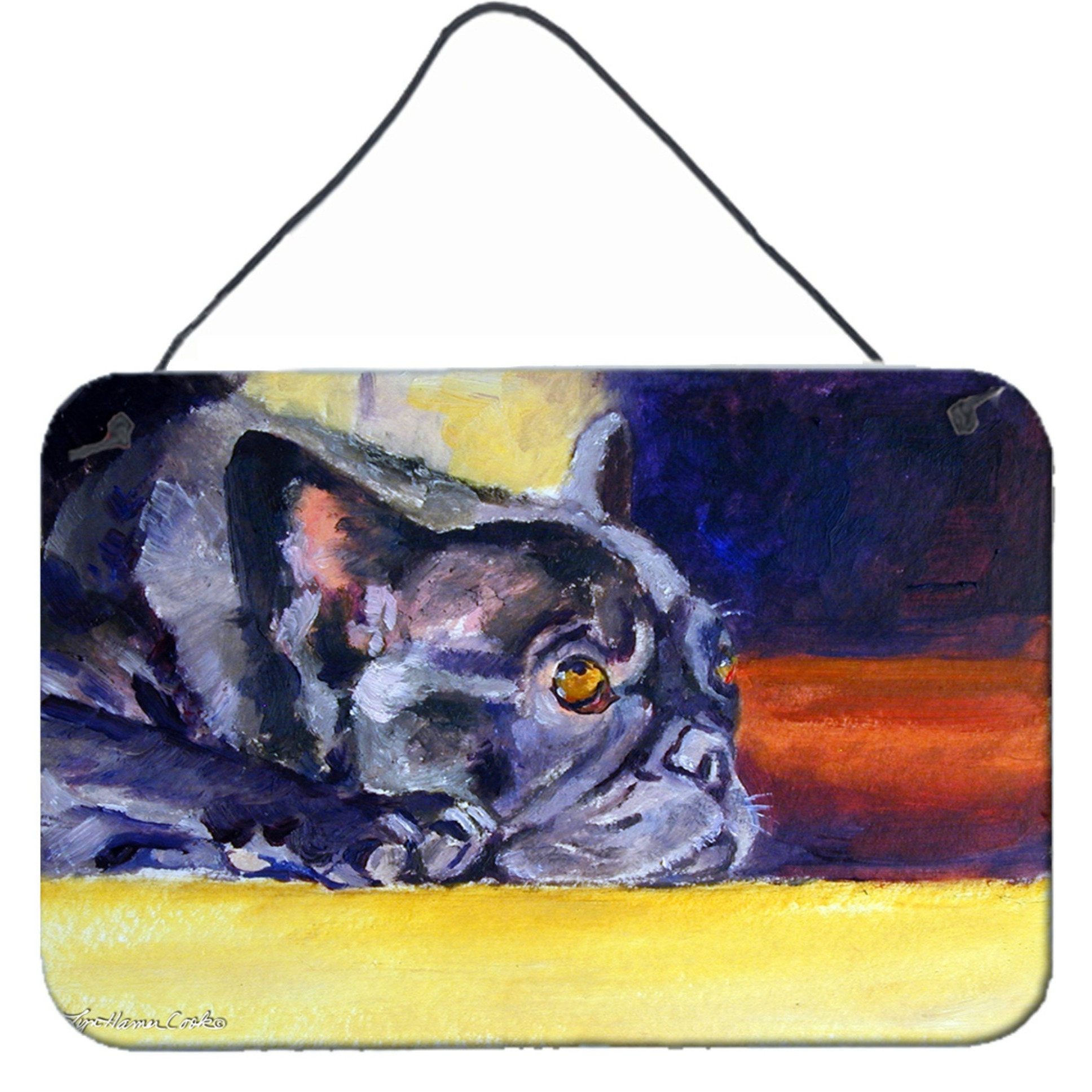 &quotCaroline's Treasures 7331DS812 Black French Bulldog Sunny Wall or Door Hanging Prints, 8 x 12"", Multicolor"
