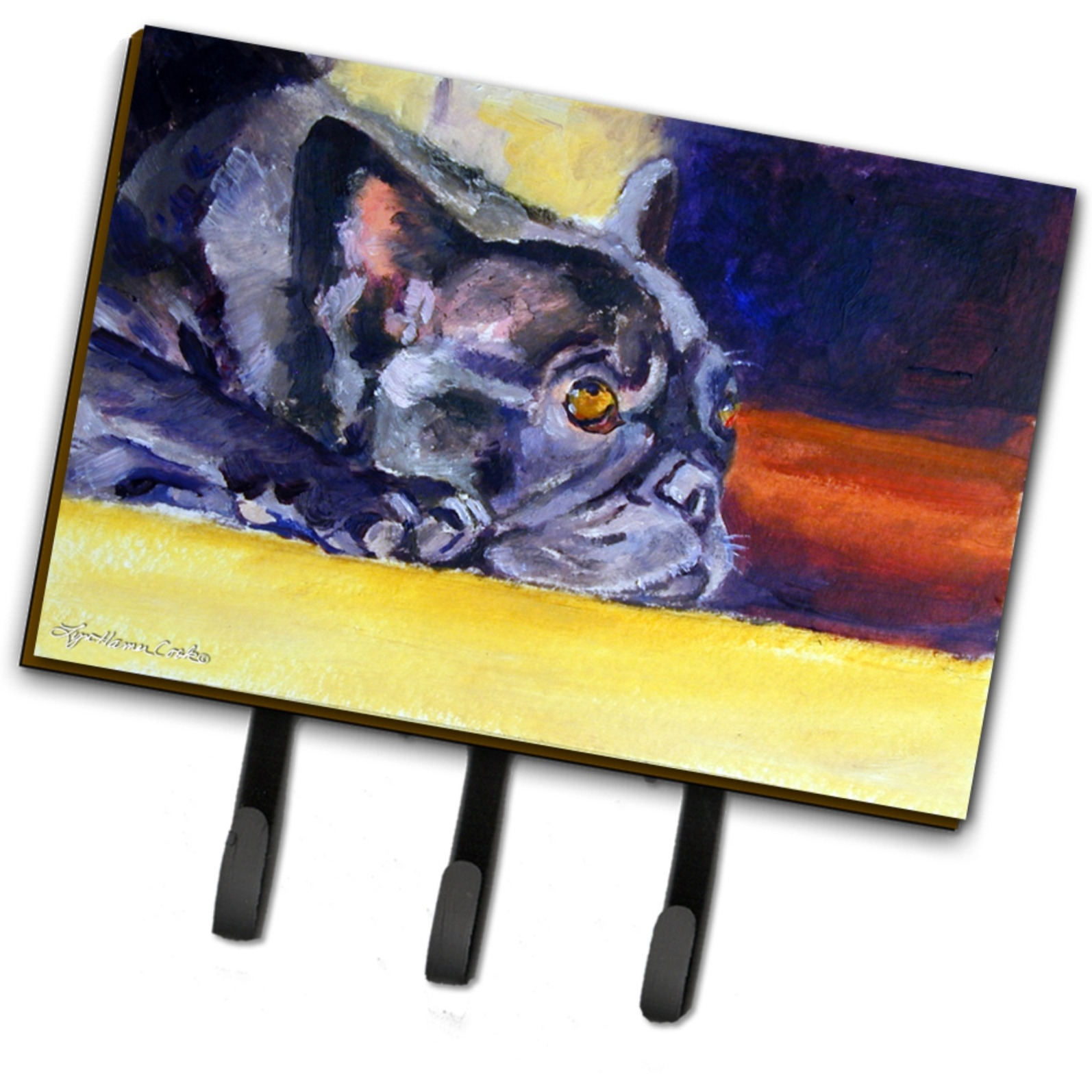 &quotCaroline's Treasures 7331TH68 Black French Bulldog Sunny Leash or Key Holder, Large, Multicolor"