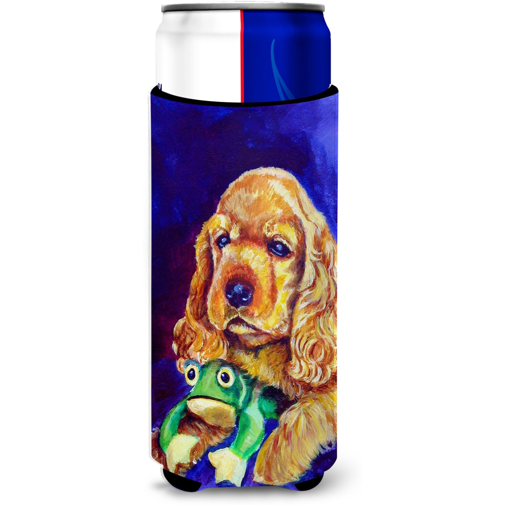 Cocker Spaniel with Frog Ultra Beverage Insulators for slim cans 7342MUK
